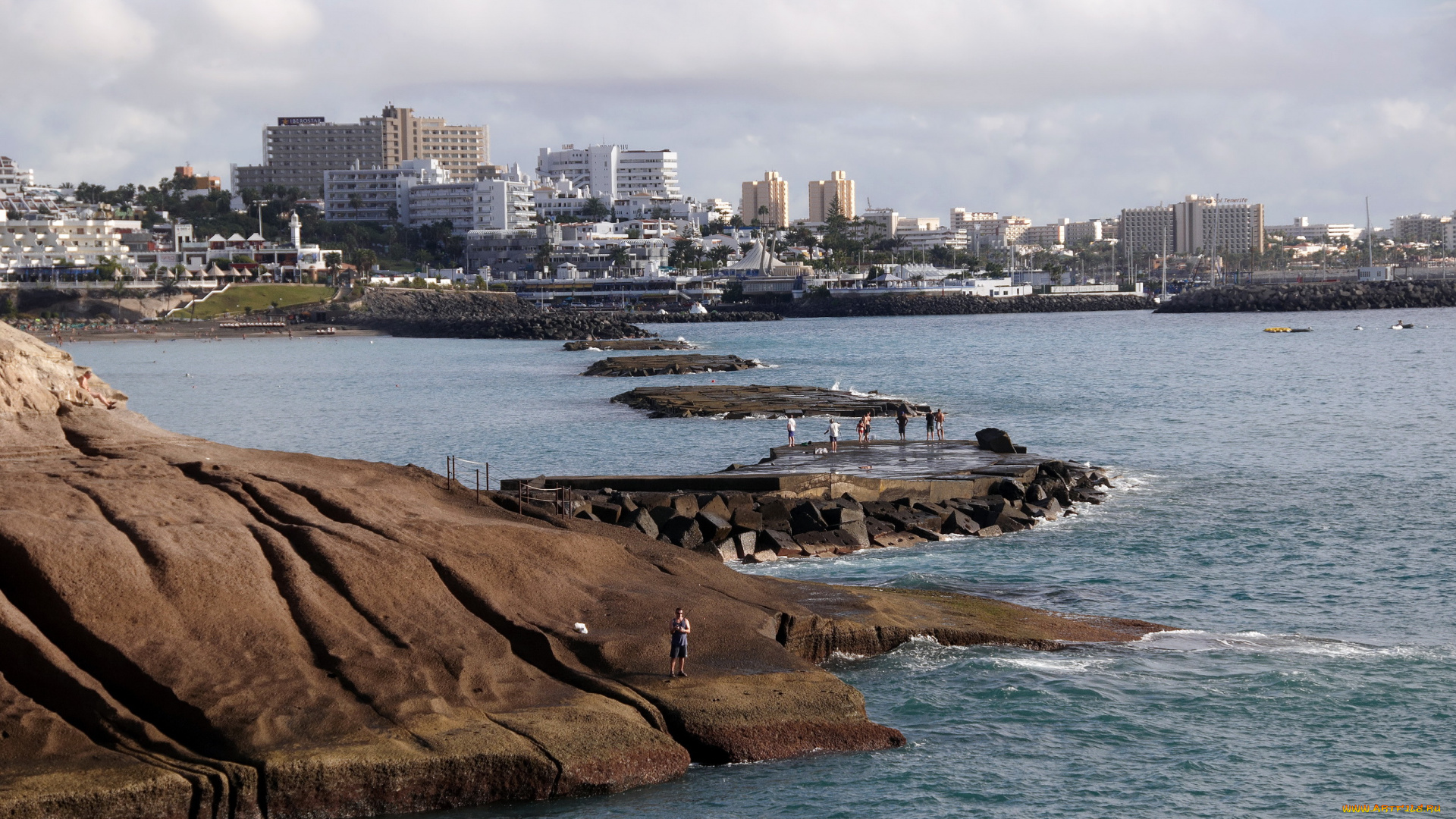 tenerife, adeje, beach, города, пейзажи, море, панорама