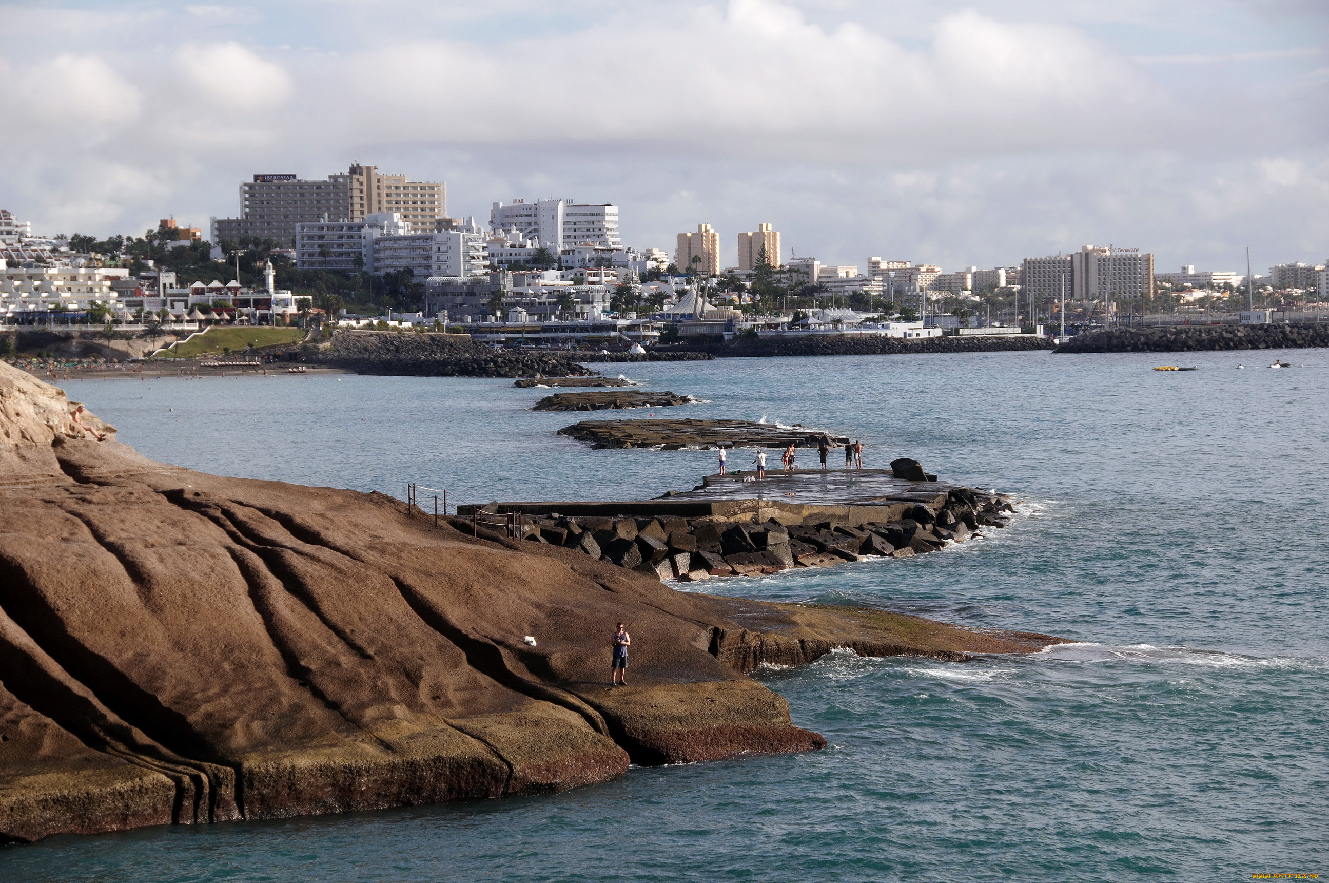 tenerife, adeje, beach, города, пейзажи, море, панорама