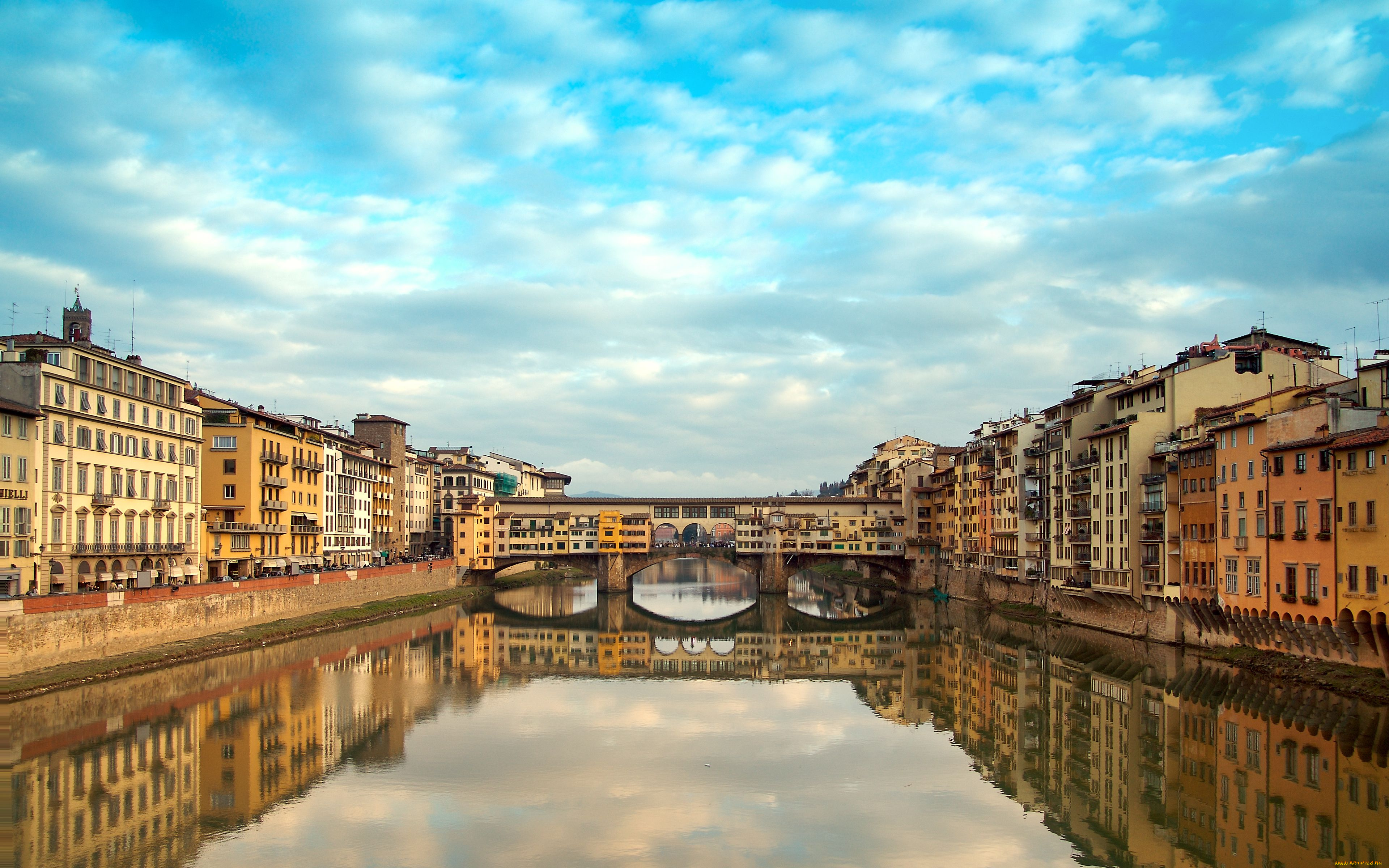 ponte, vecchio, florence, italy, города, флоренция, италия, старый, мост, река, здания