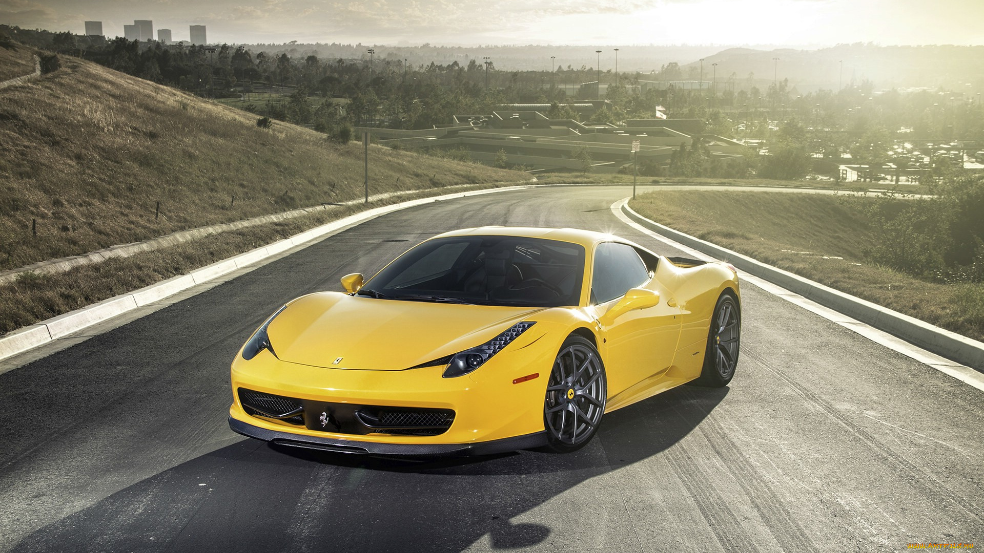 автомобили, ferrari, yellow, 458, supercar