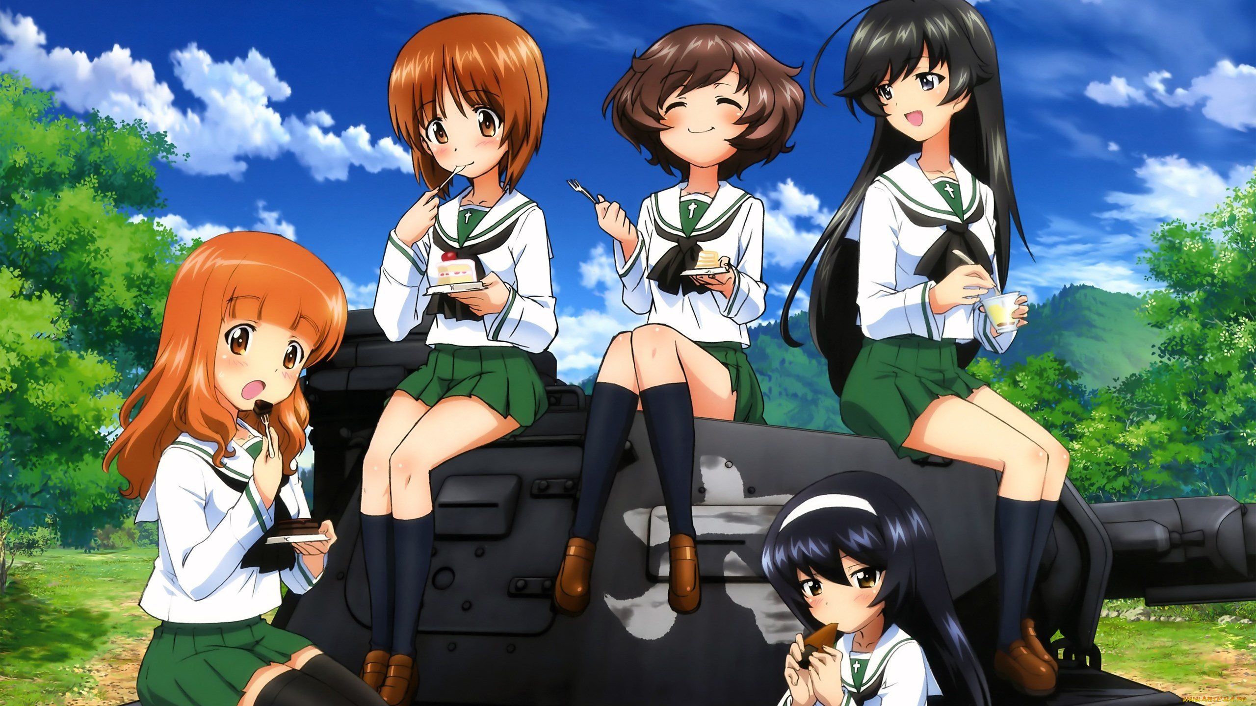 girls, und, panzer, аниме, пирожные, девушки