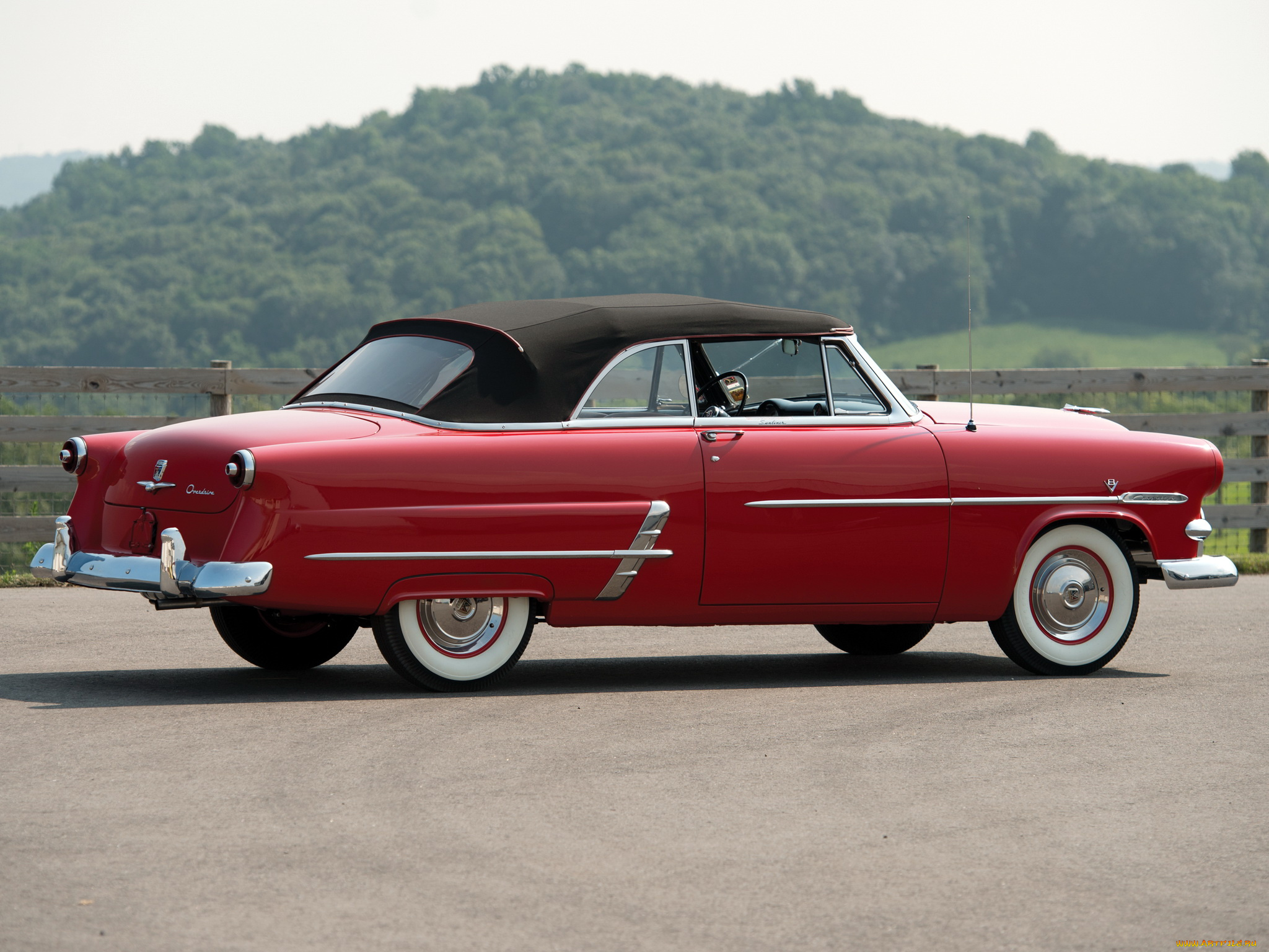 автомобили, ford, 1953г, 76b, convertible, sunliner, красный, crestline