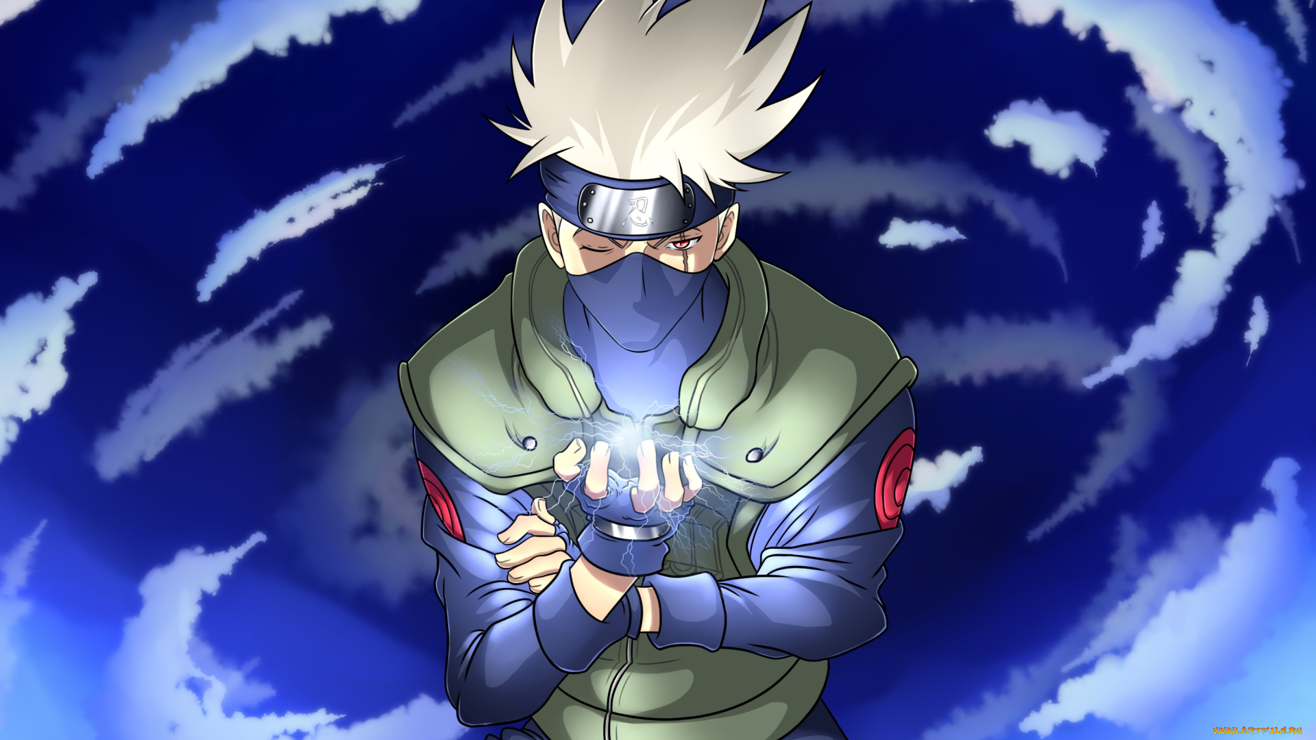 аниме, naruto, магия, фон, взгляд, мальчик, kakashi