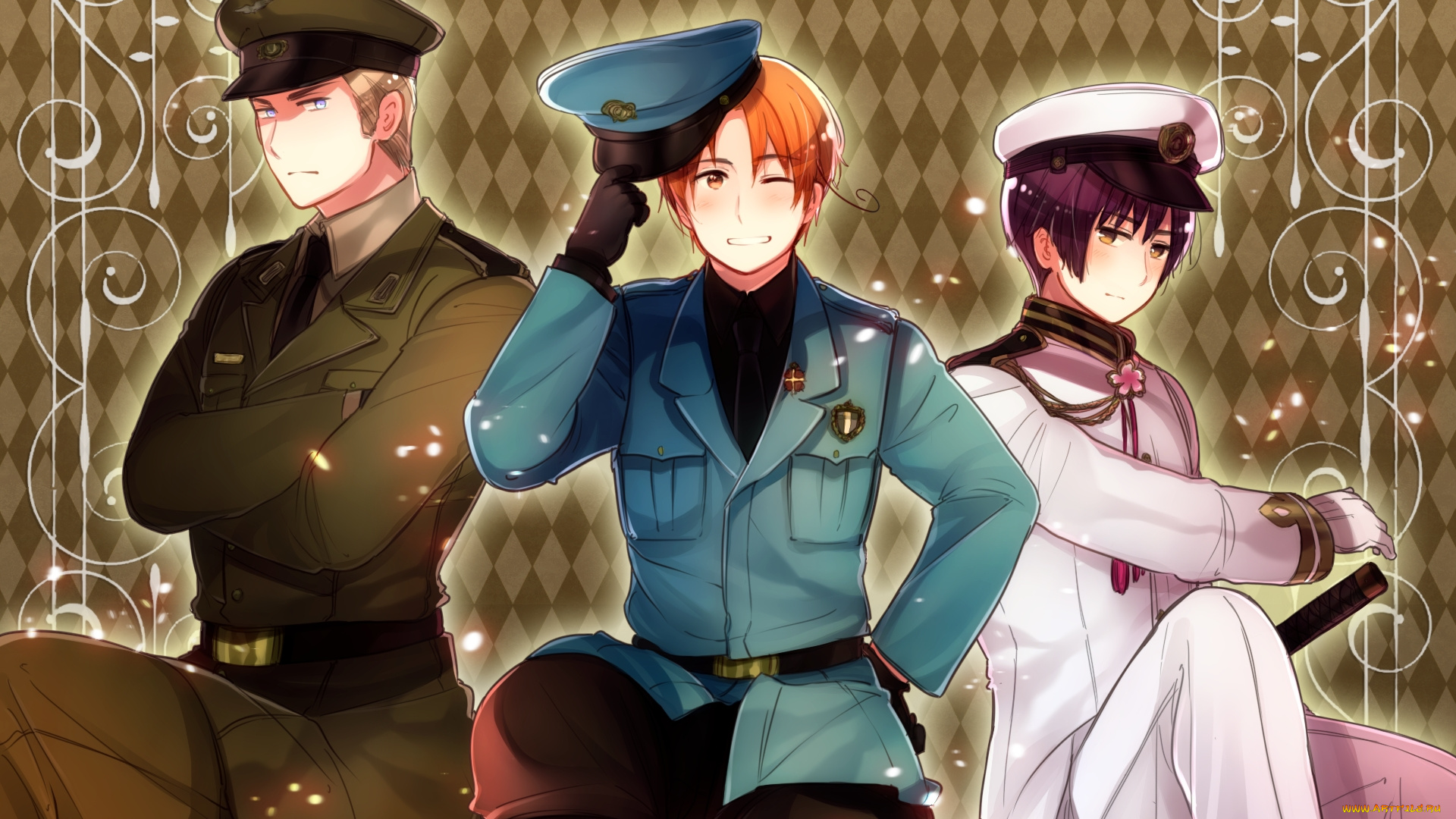 аниме, hetalia, , axis, powers, парни