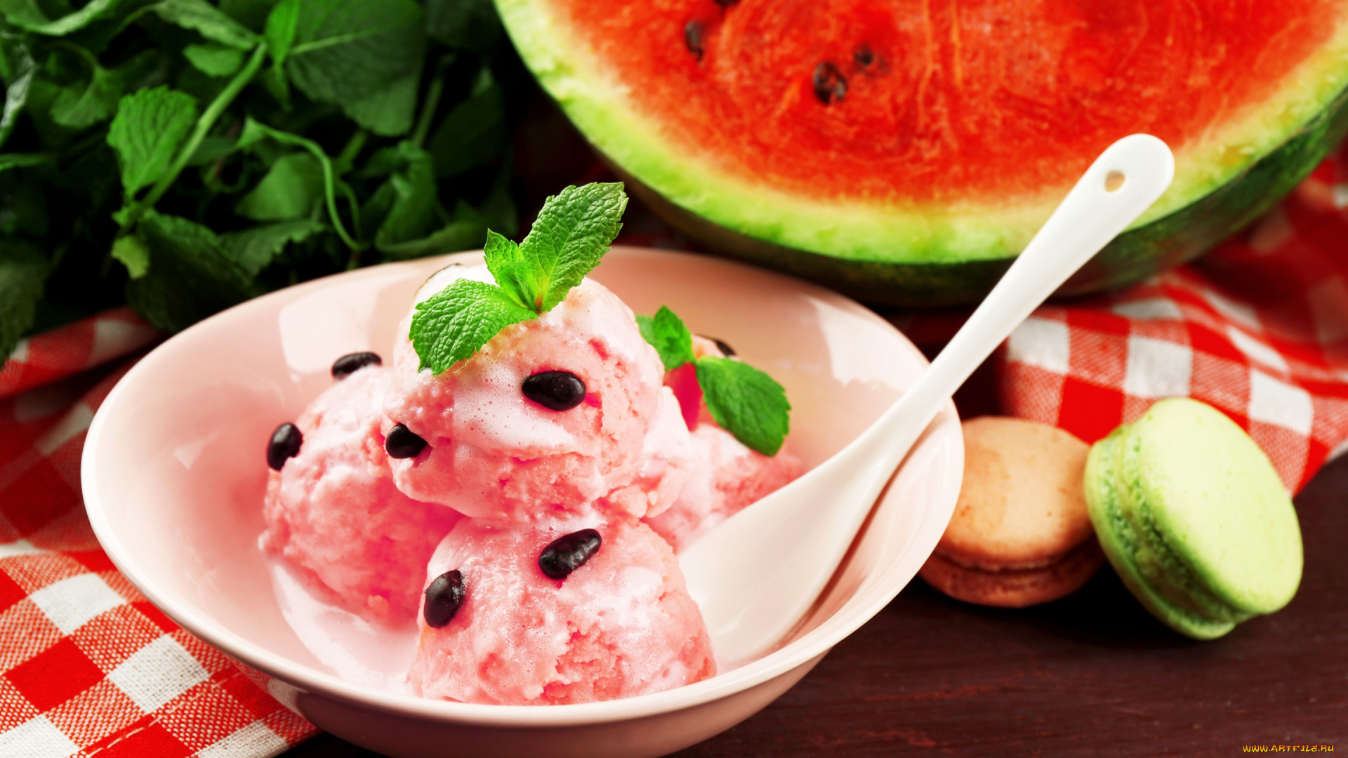 еда, мороженое, , десерты, watermelon, ice, cream, арбуз, сладкое, макарун, десерт, sweets