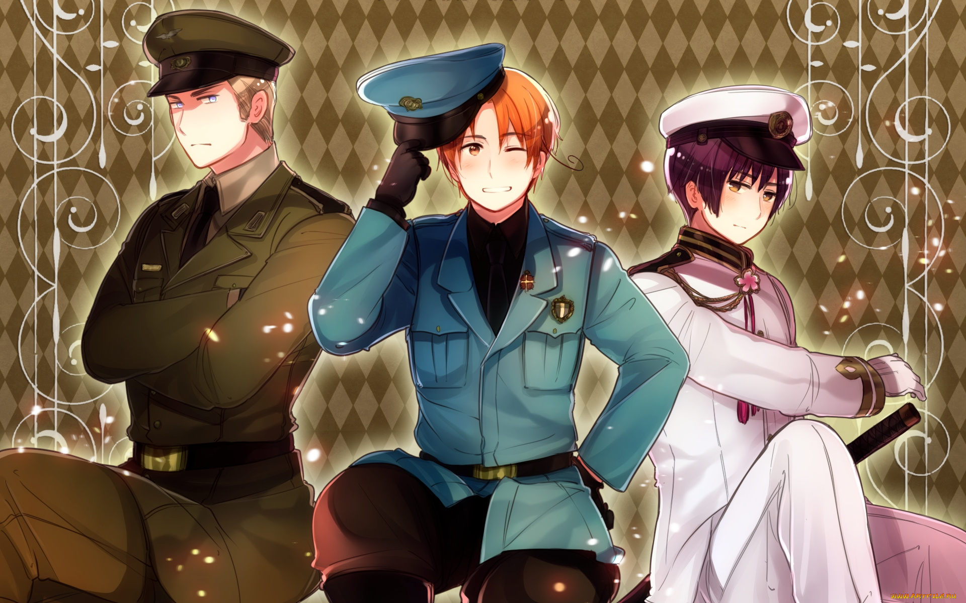 аниме, hetalia, , axis, powers, парни