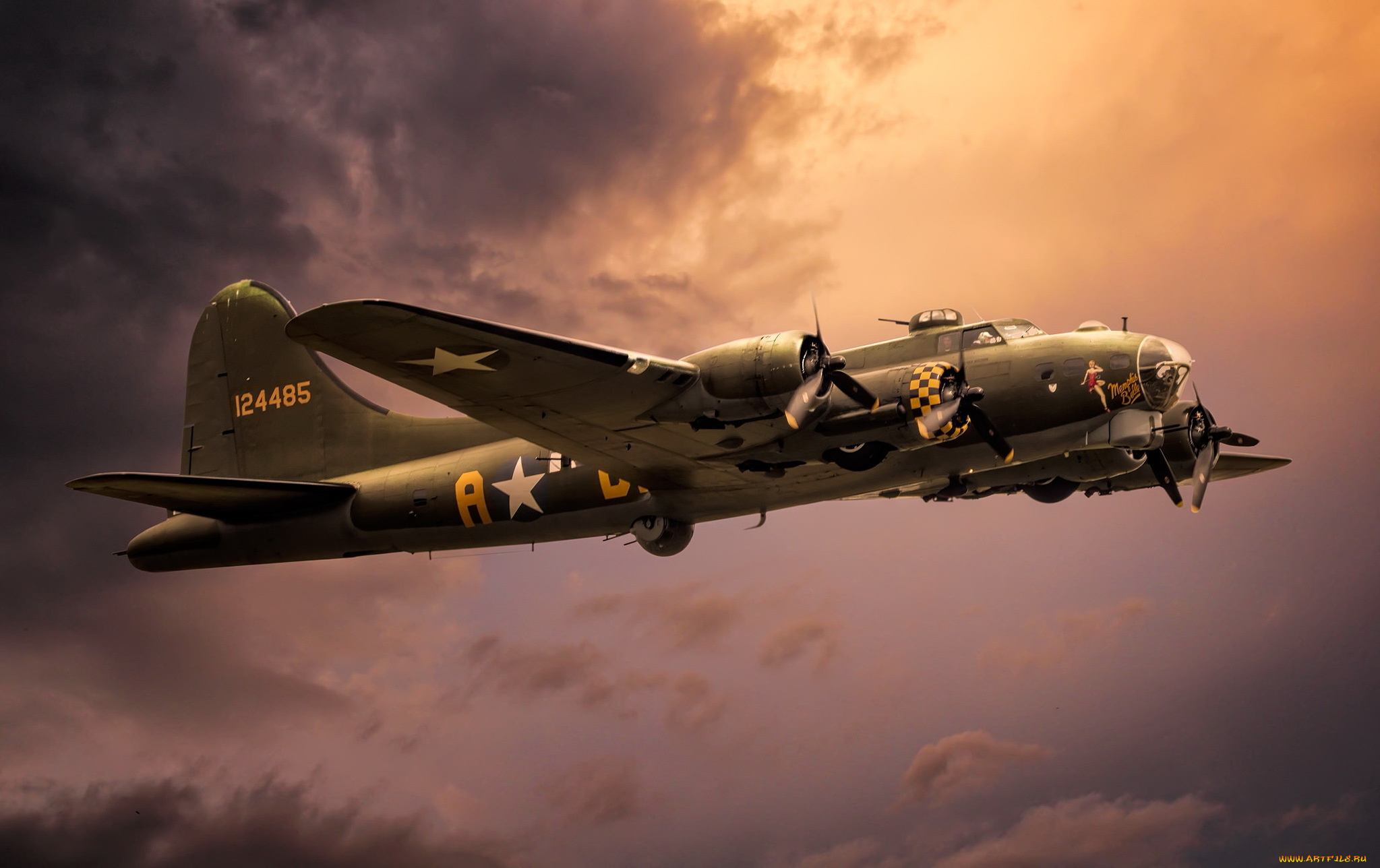 авиация, 3д, рисованые, v-graphic, оружие, самолёт, boeing, b-17g