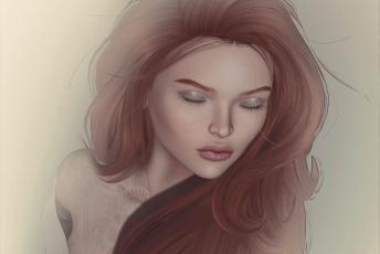 Картинка 3д+графика портрет+ portraits девушка настроение лицо волосы