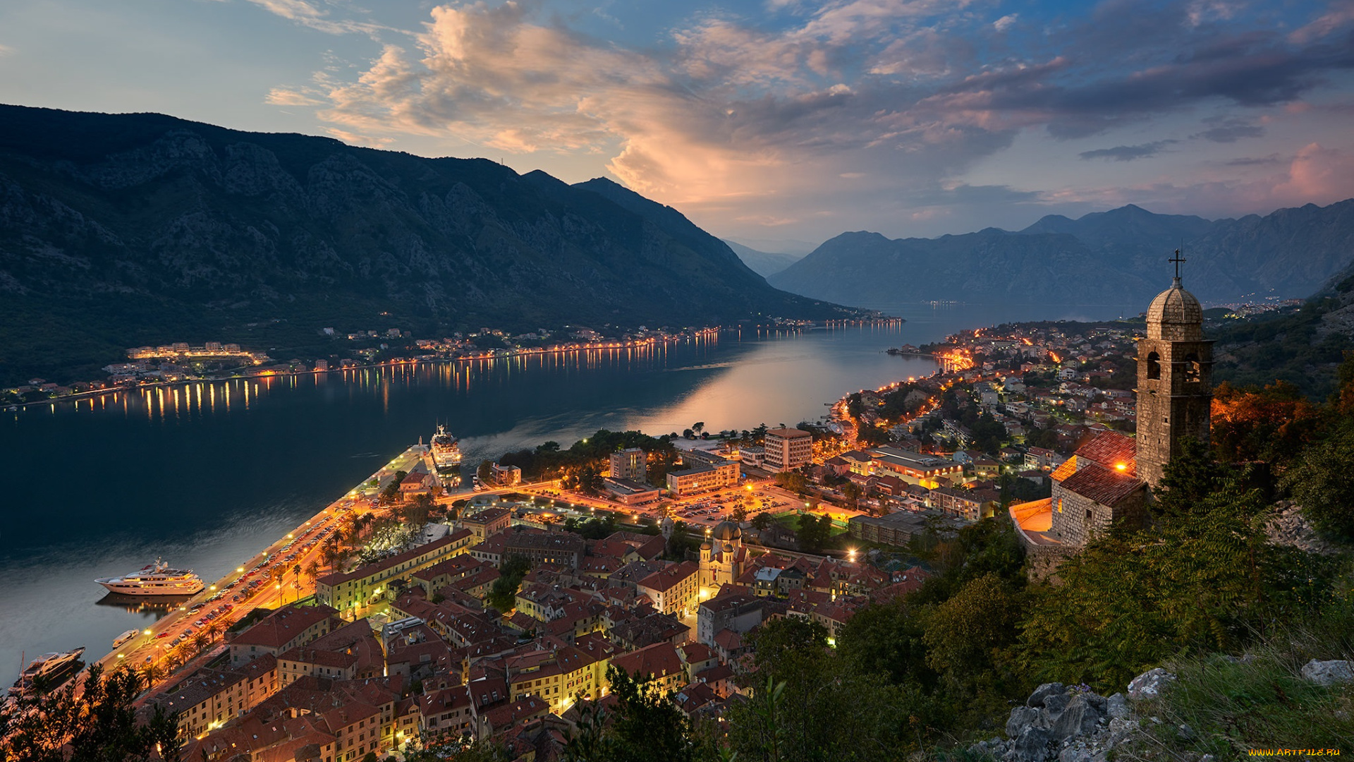 kotor, bay, города, -, панорамы, простор