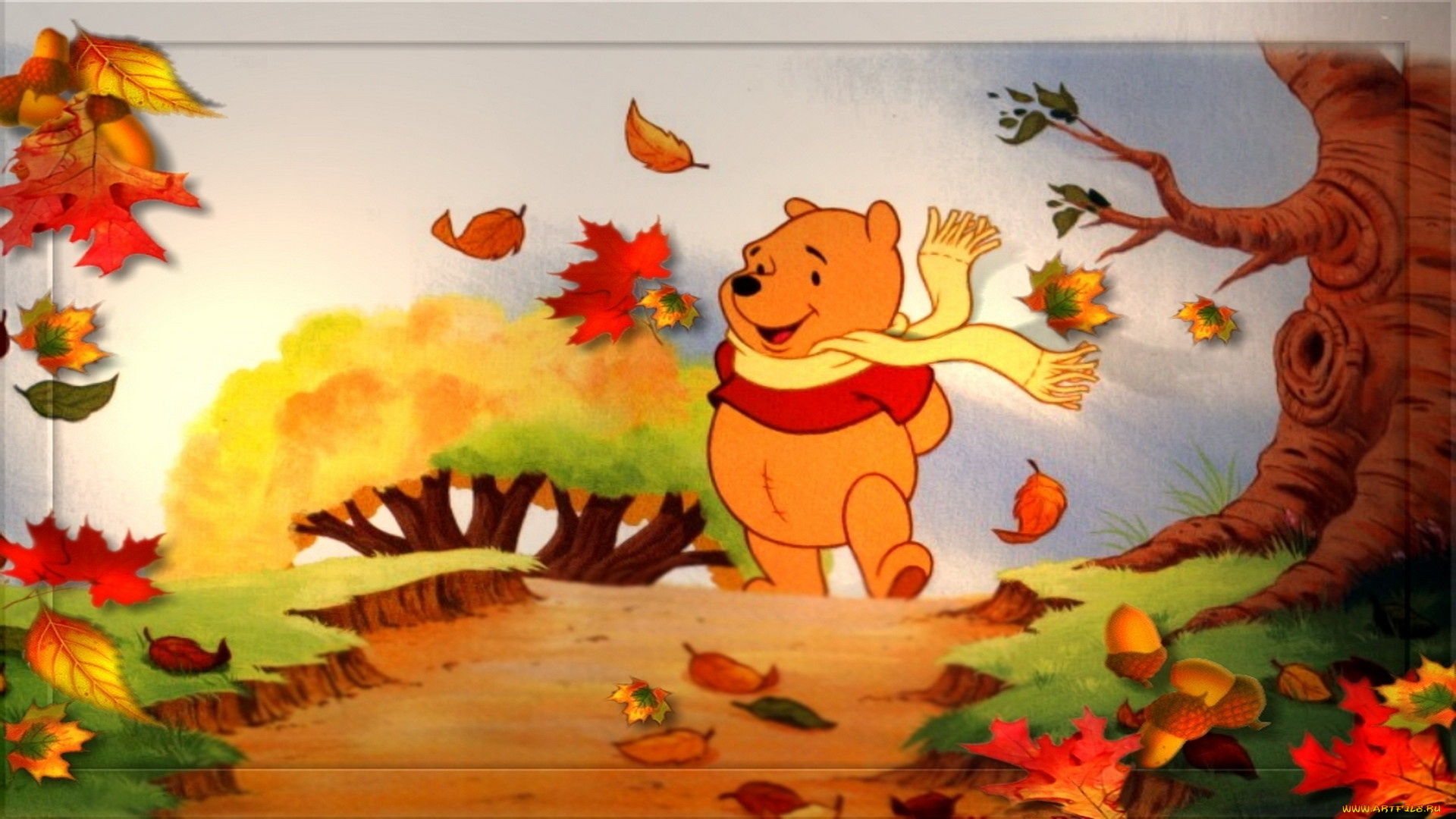 мультфильмы, winnie, the, pooh, винни-пух, осень