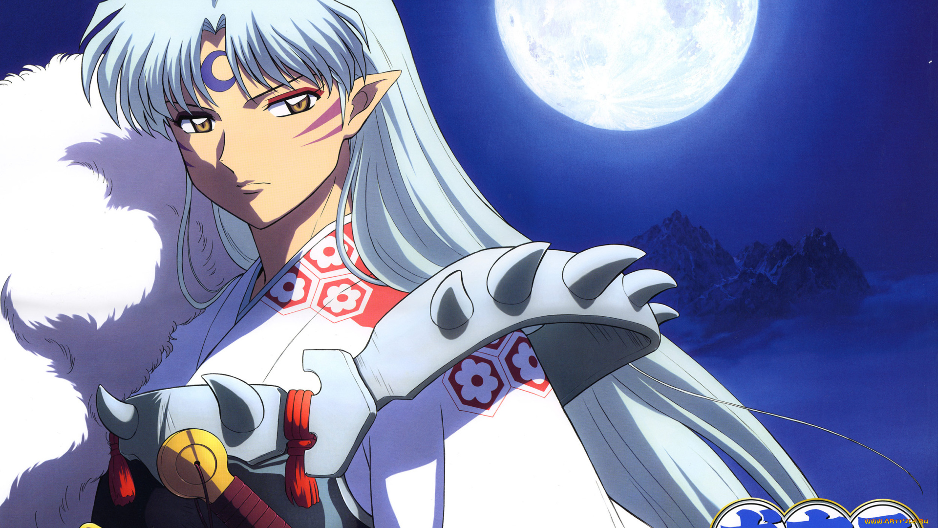 аниме, inuyasha, луна, sesshomaru, ночь