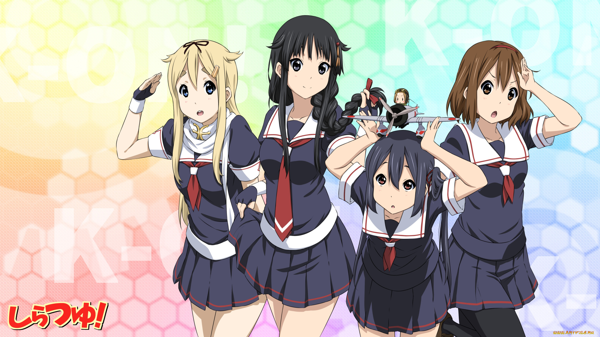 аниме, k-on, kantai, collection, nakano, azusa, kotobuki, tsumugi, hirasawa, yui, oku, no, shi, девочки, akiyama, mio, арт, tainaka, ritsu