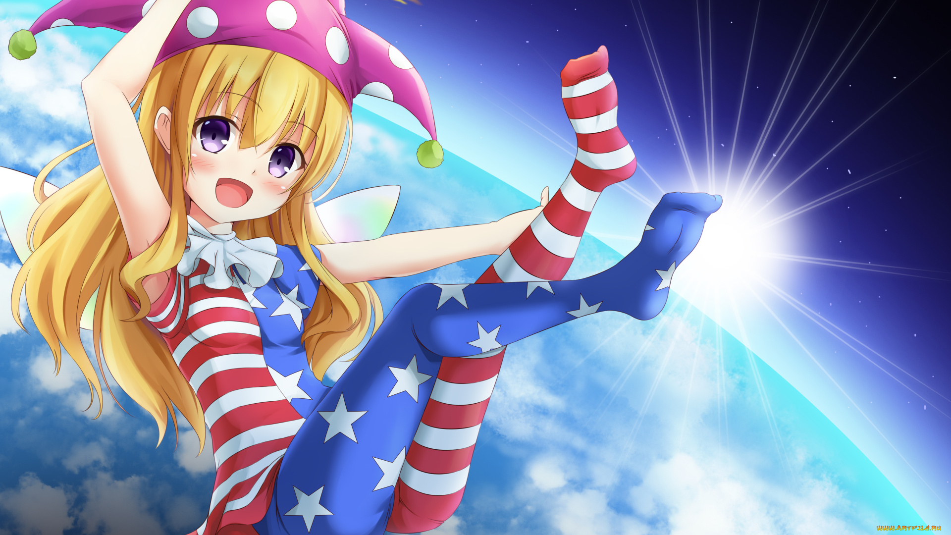 аниме, touhou, девочка, арт, clownpiece