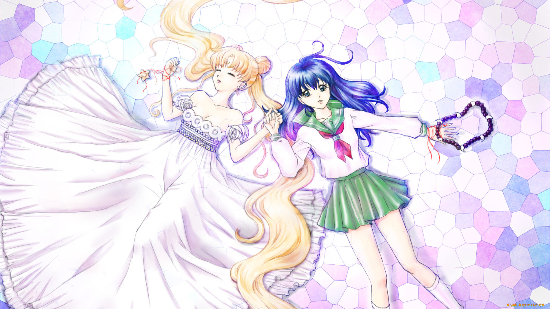 аниме, unknown, , другое, арт, девушки, tsukino, usagi, higurashi, kagome, inuyasha, sailor, moon