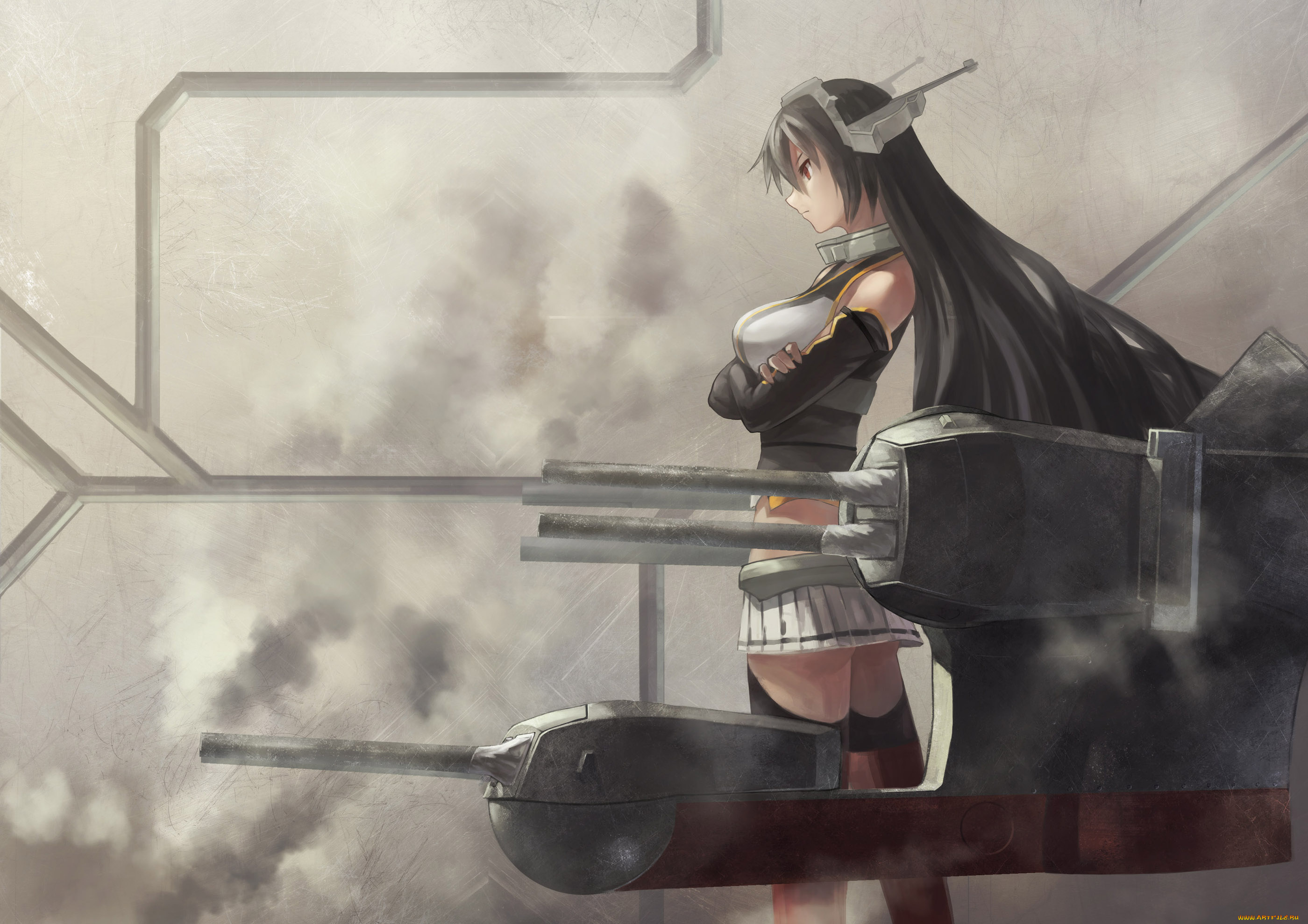 аниме, kantai, collection, kancolle, nagato, kantai, collection, арт, девушка, avamone, оружие