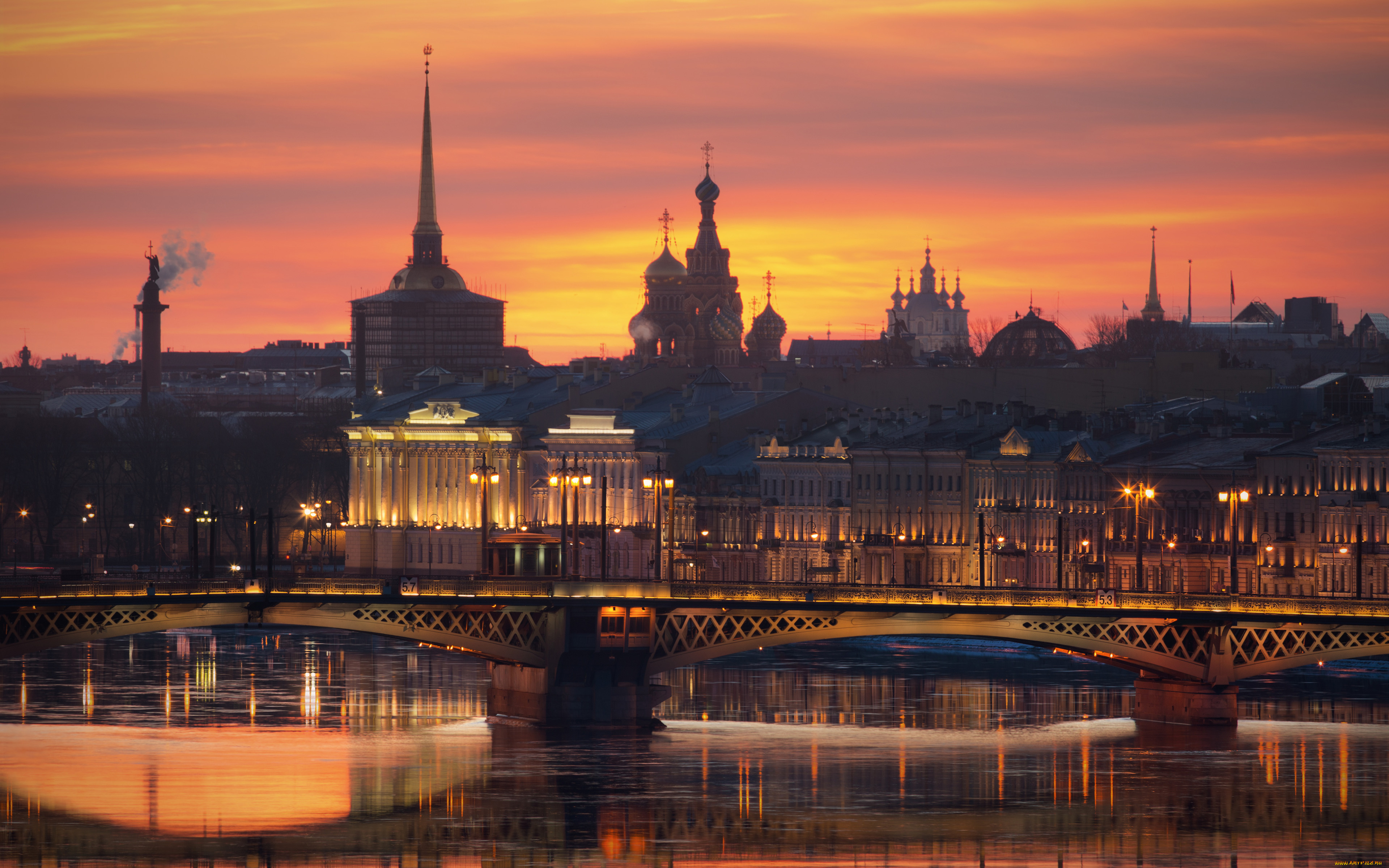 города, санкт-петербург, , петергоф, , россия, санкт, петербург, 4к, закат, городской, вид, мосты