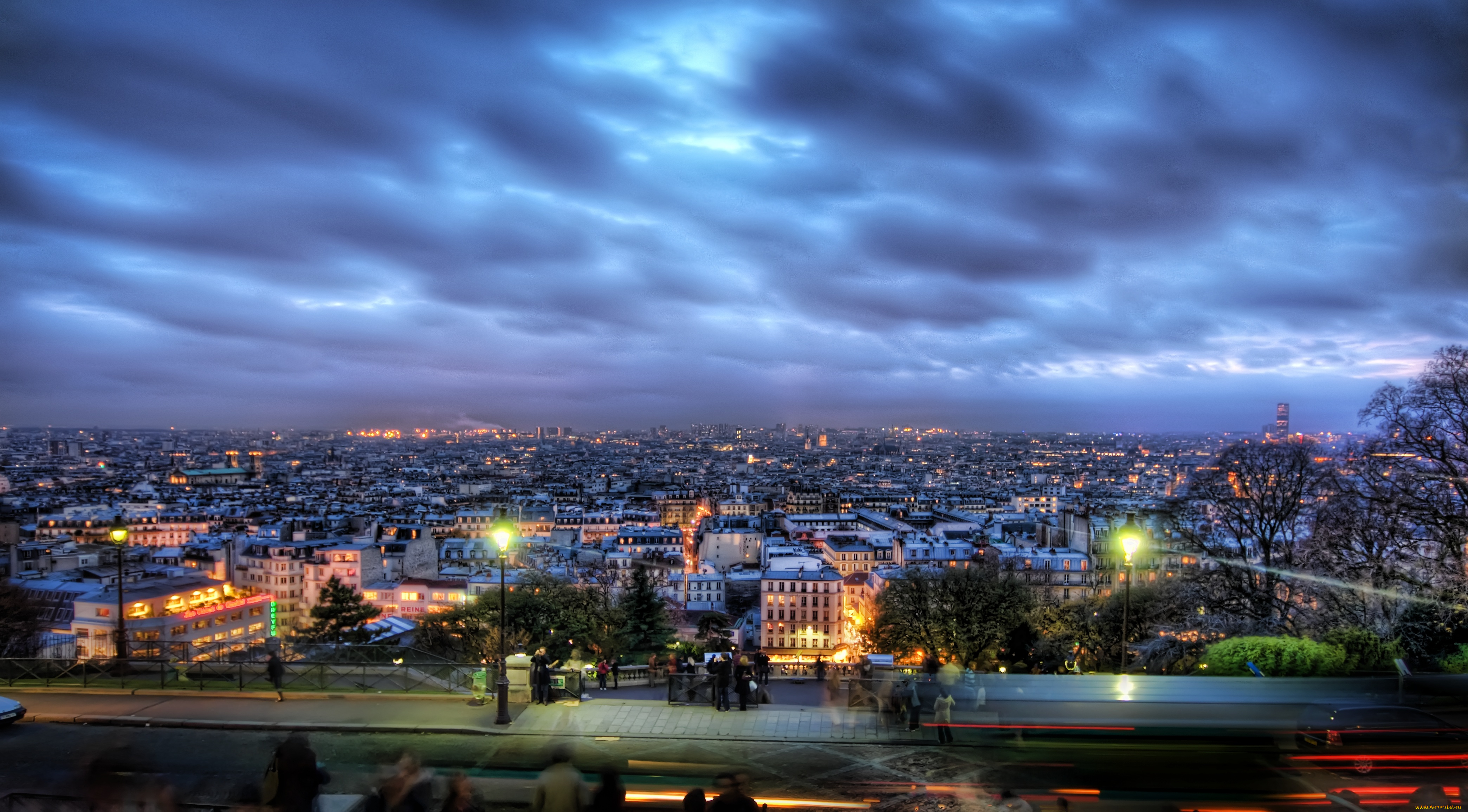 paris, france, города, париж, франция, панорама, ночной, город