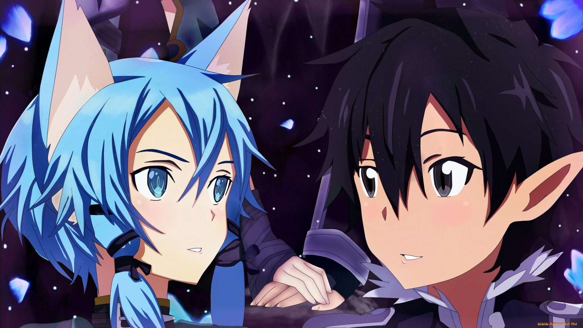 аниме, sword, art, online, kirito, sinon