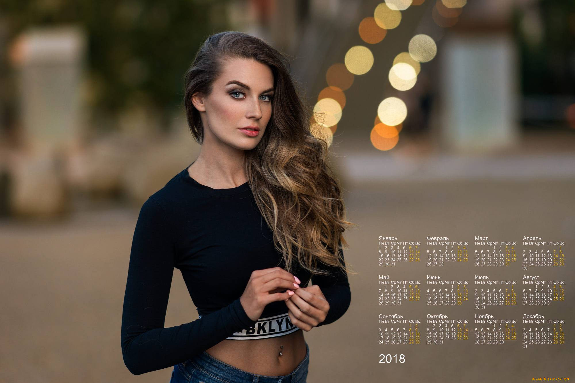 календари, девушки, макияж, взгляд, 2018