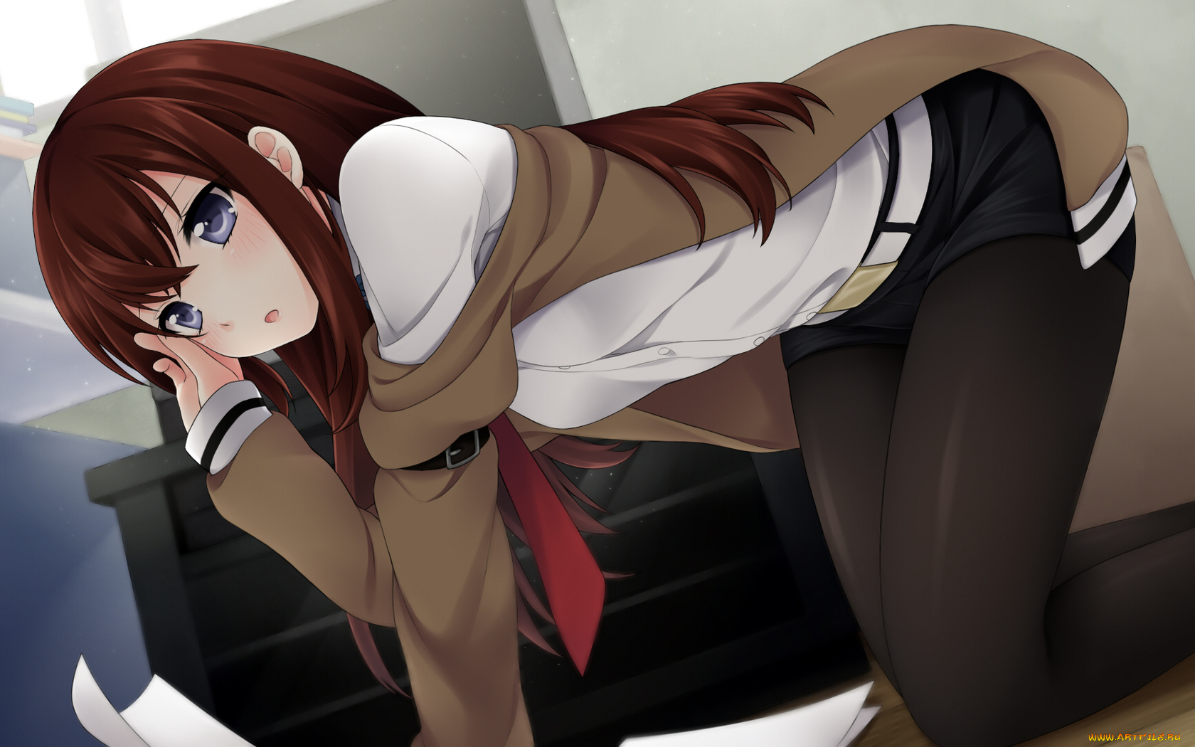 аниме, steins, gate, девушка, kurisu, makise