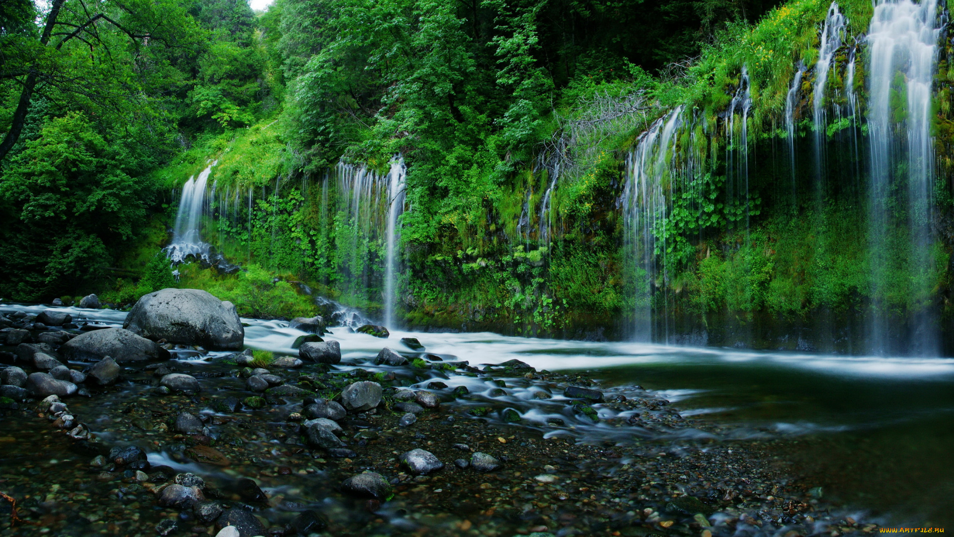 mossbrae, falls, california, usa, природа, водопады, река, водопад, лес