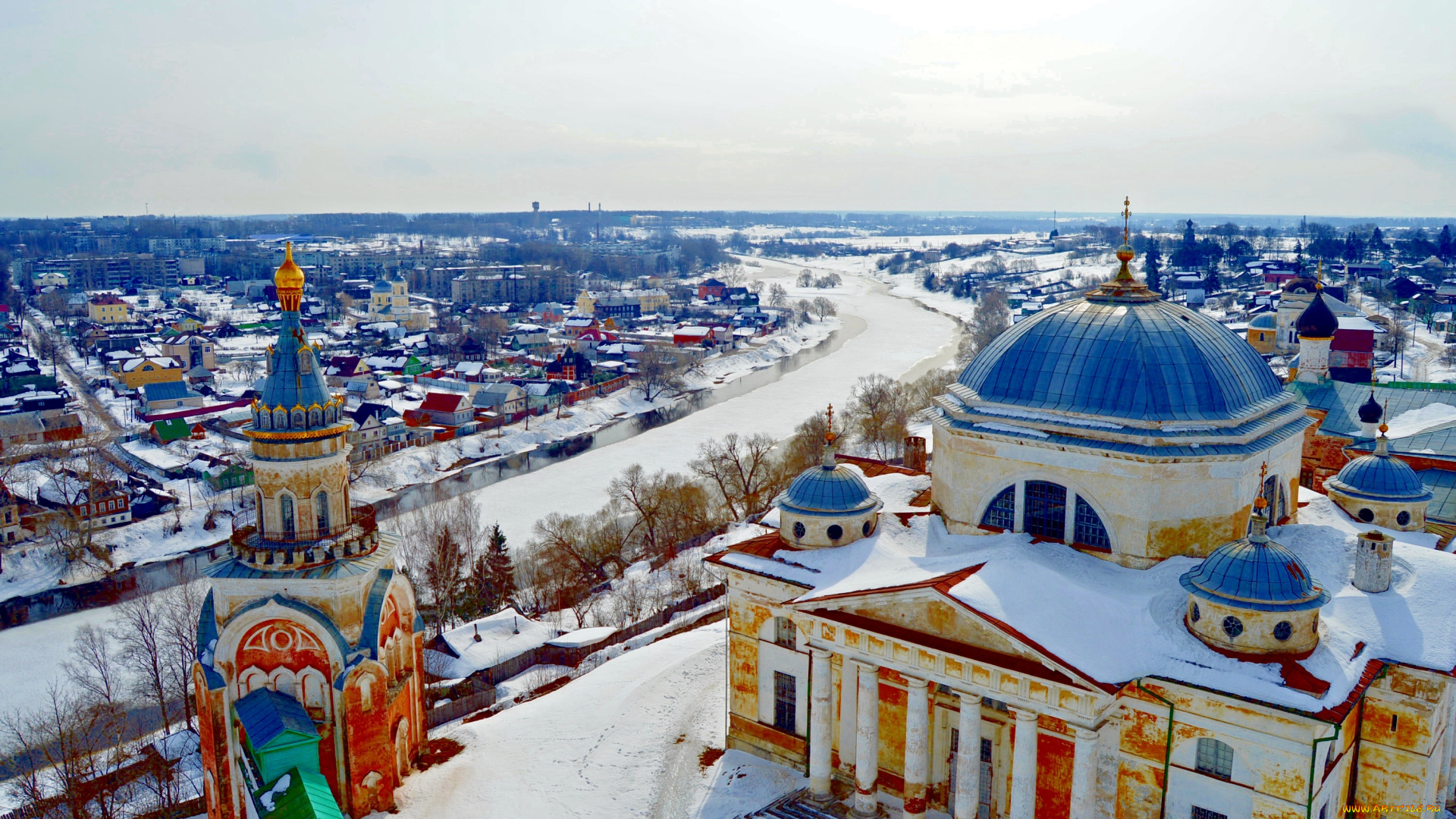 торжок, , россия, города, -, панорамы, улицы, зима