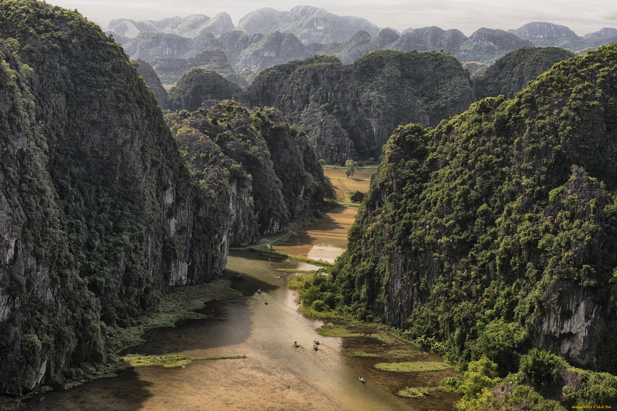 природа, реки, озера, лес, горы, вьетнам, река, vietnam, near, tam, coc