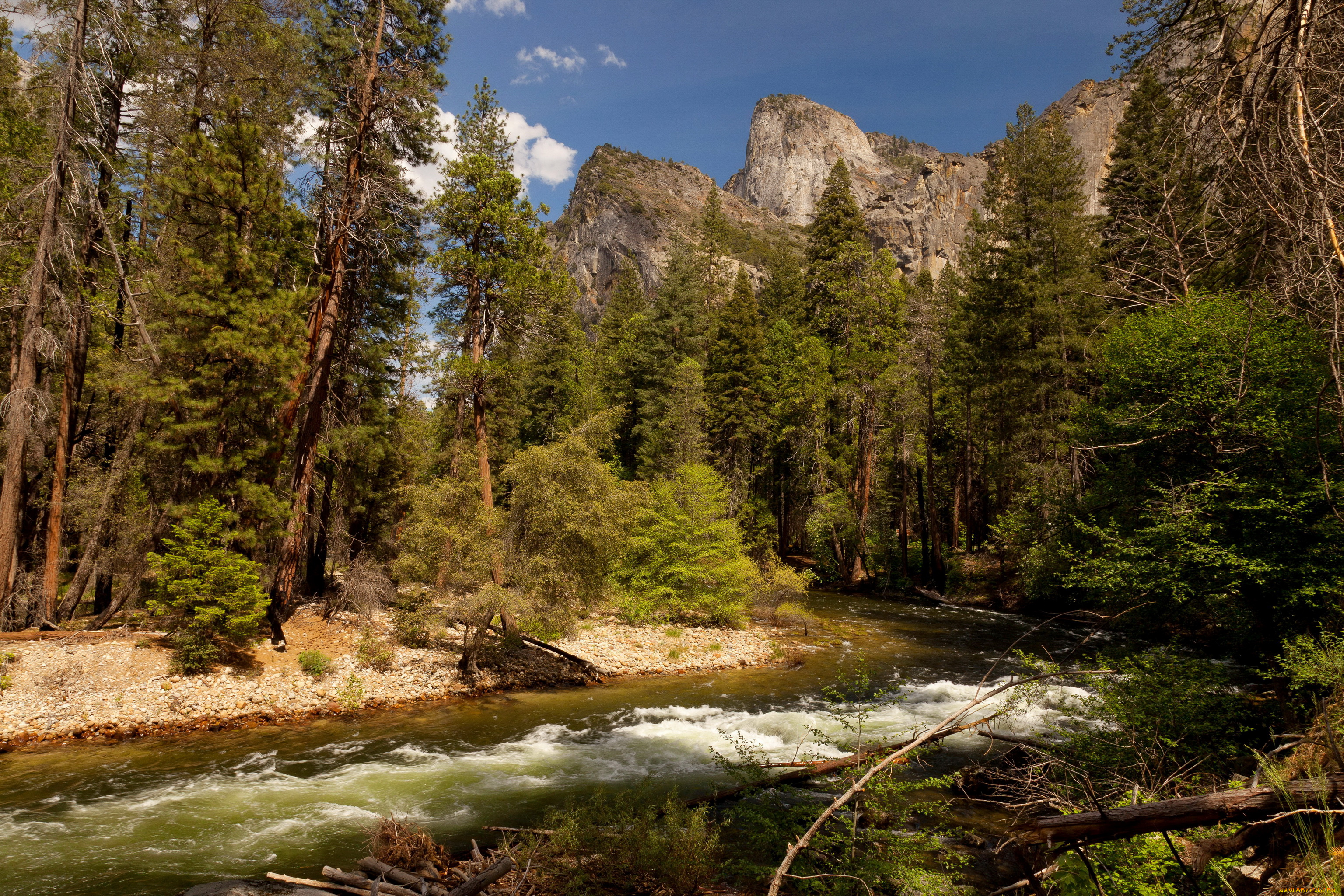 yosemite, national, park, природа, реки, озера, лес, горы, река