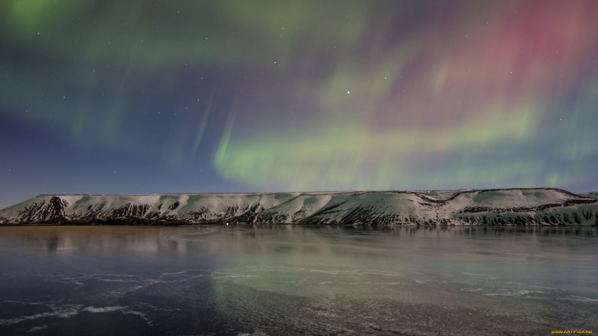 природа, северное, сияние, северное, сияние, небо, ночь, снег, лед, озеро, исландия