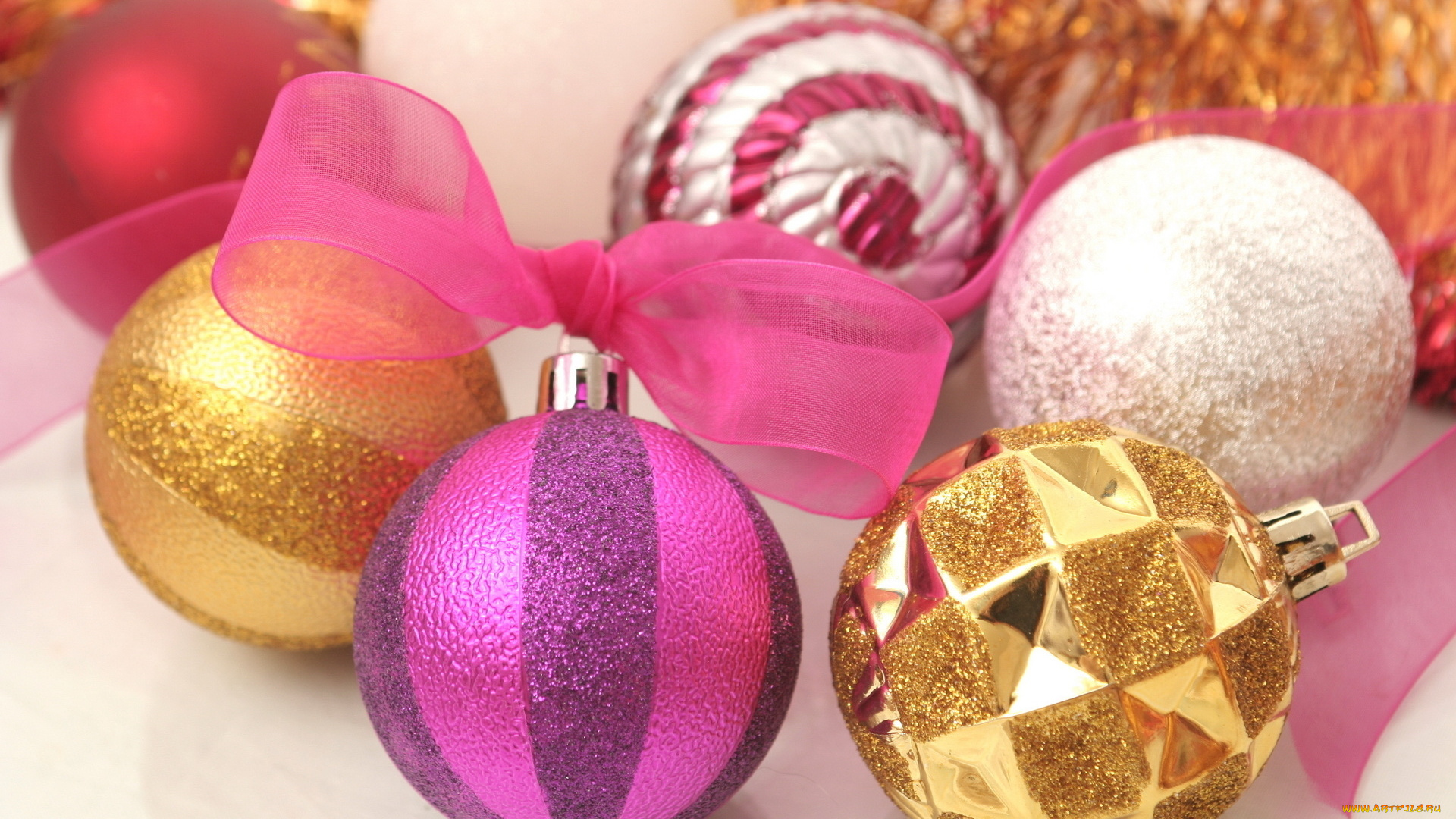 праздничные, шары, бант, розовый, шарики, разноцветные
