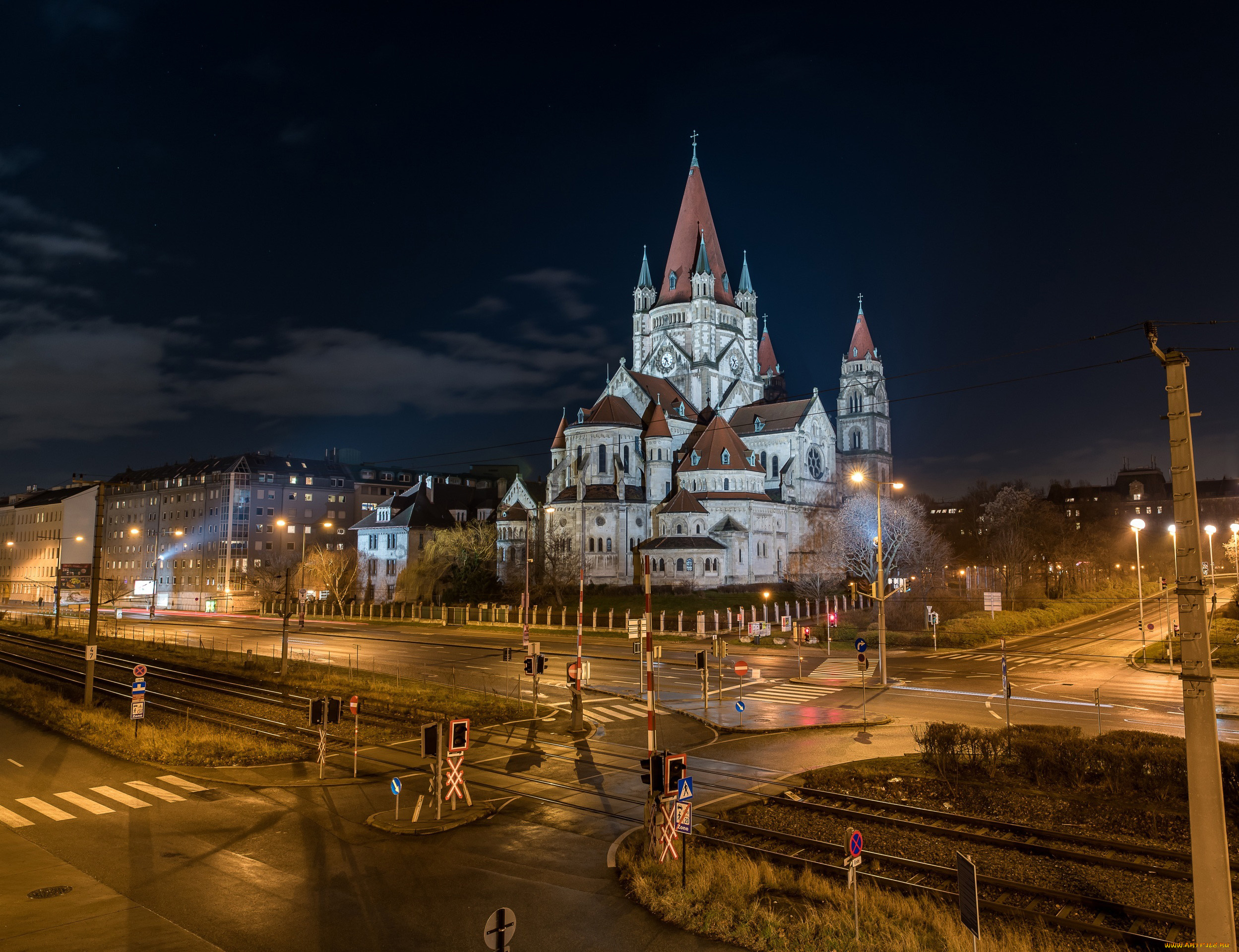 города, вена, , австрия, костел