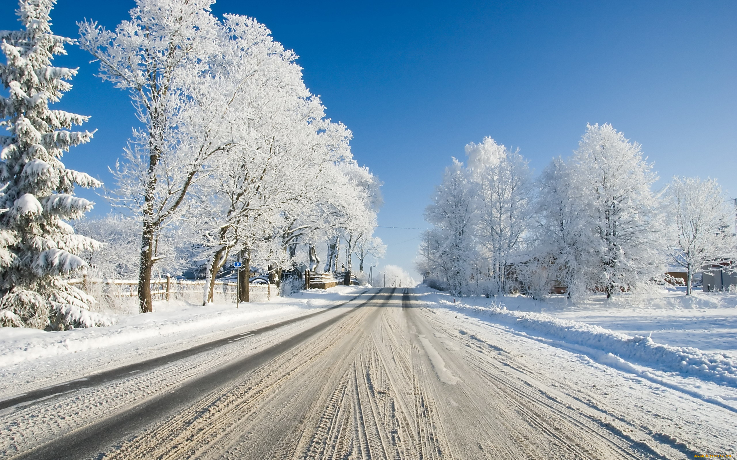 природа, дороги, зимняя, дорога, снег