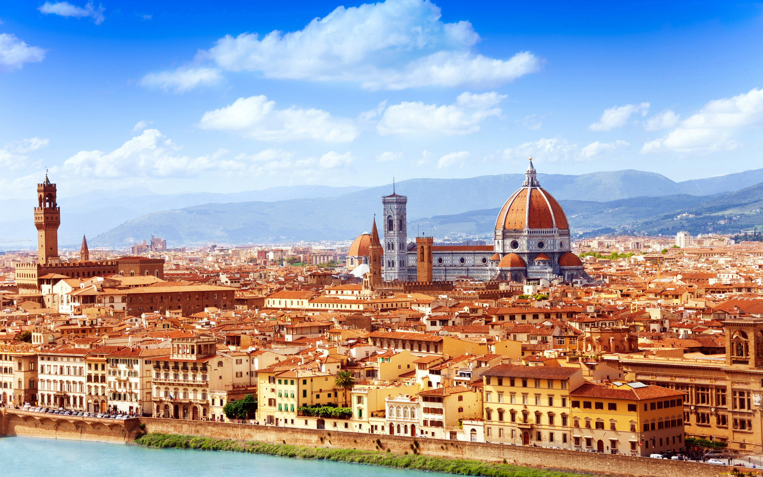города, флоренция, , италия, панорама