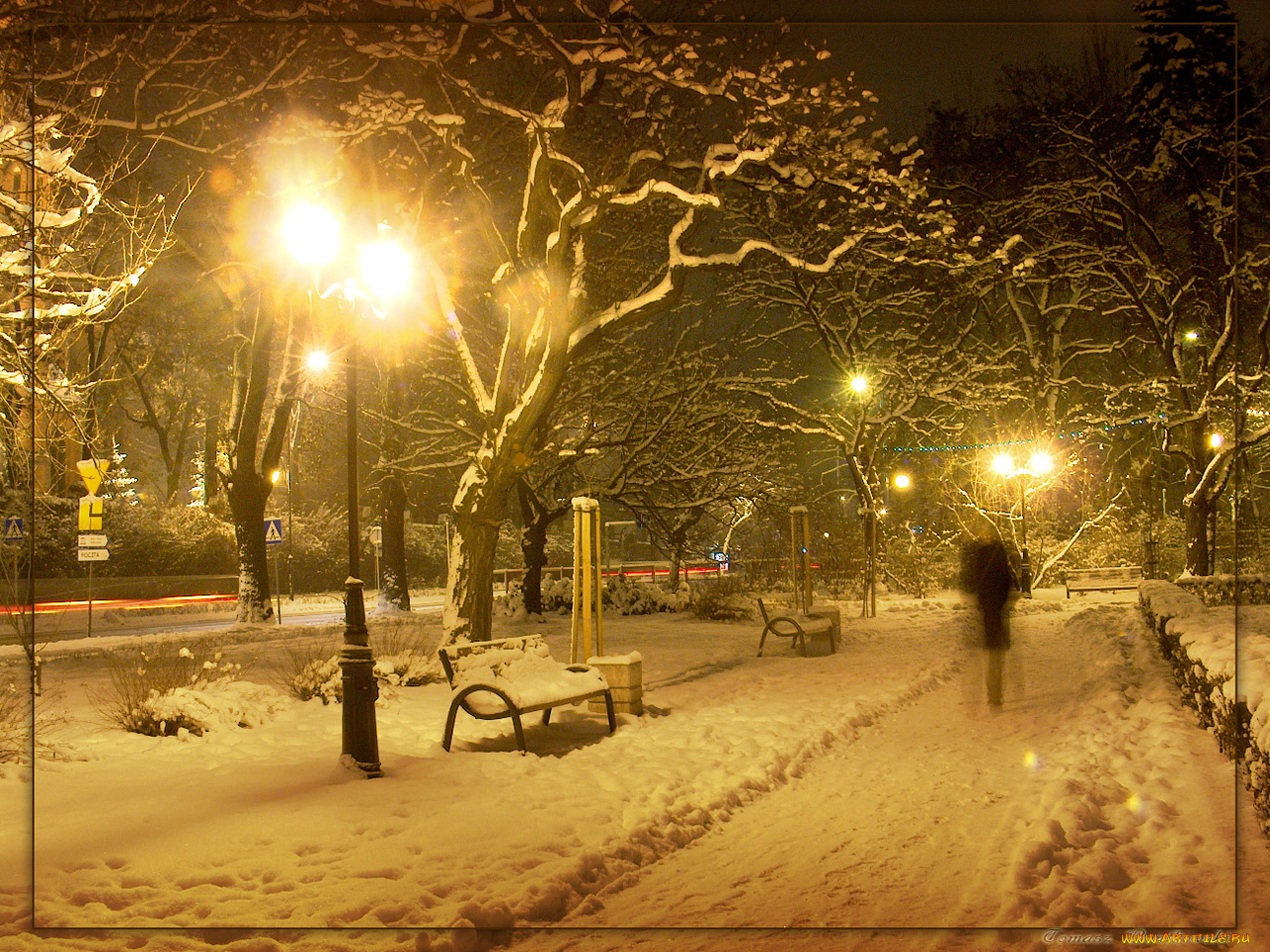 winter, by, tomeq, города, огни, ночного