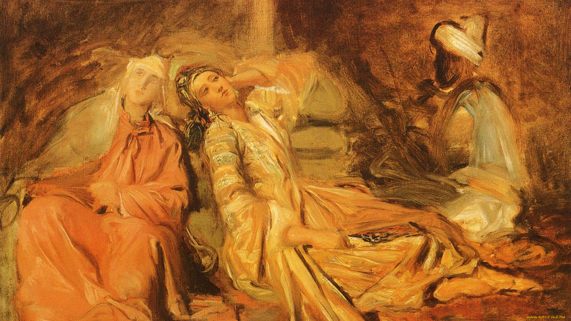 chasseriau, theodore, harem, рисованные, живопись