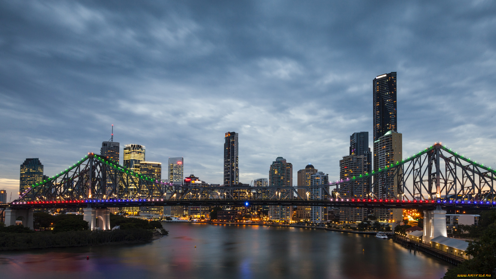 tribute, to, mandela, города, -, мосты, небоскребы, мост, река, story, bridge, brisbane, queensland, australia, брисбен, австралия