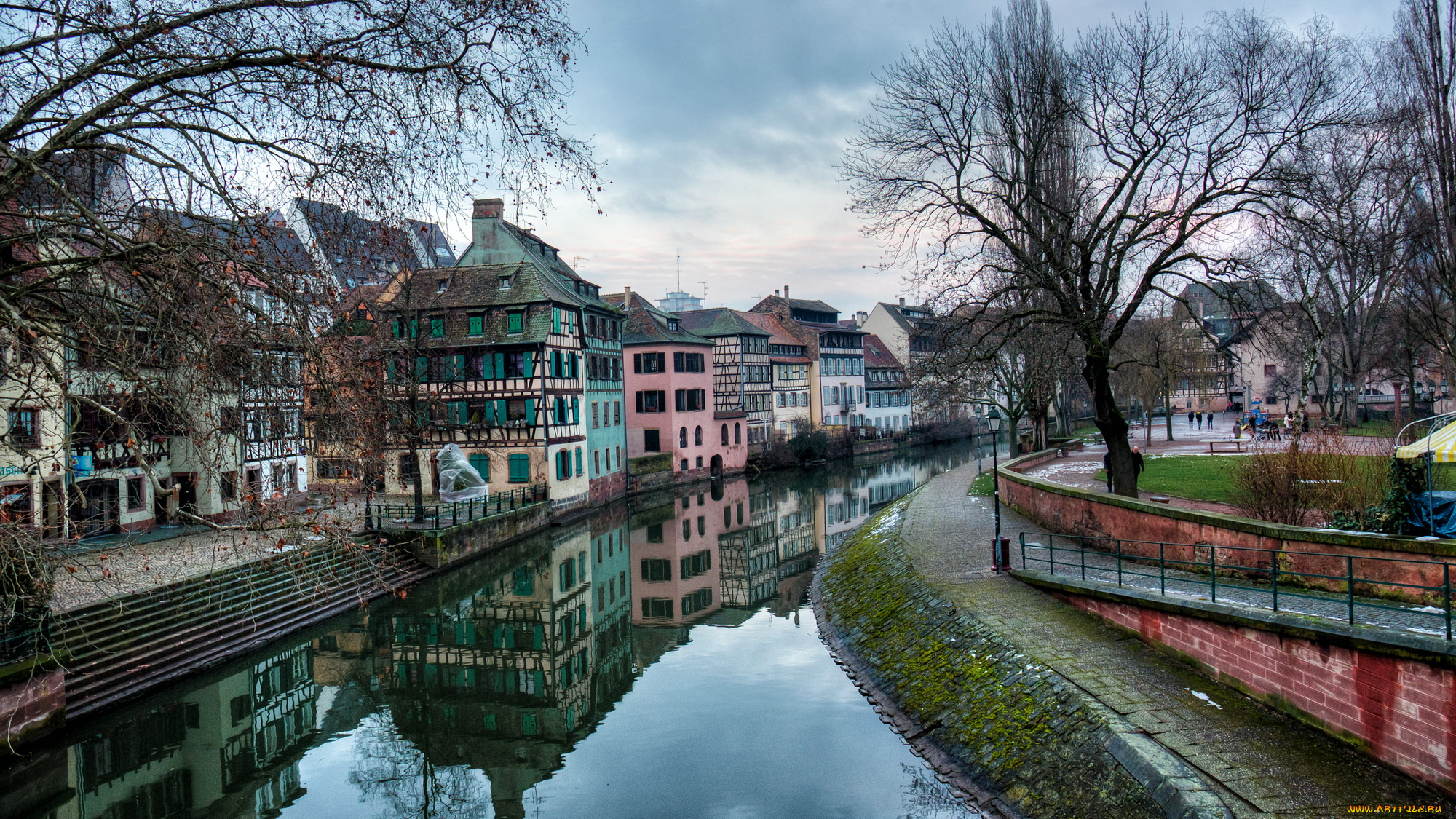 strasbourg, города, страсбург, , франция, канал, дома, набережная