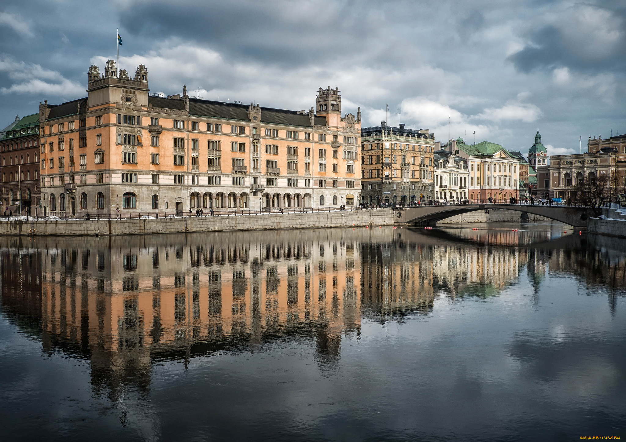 архитектура страны город река Стокгольм Швеция бесплатно