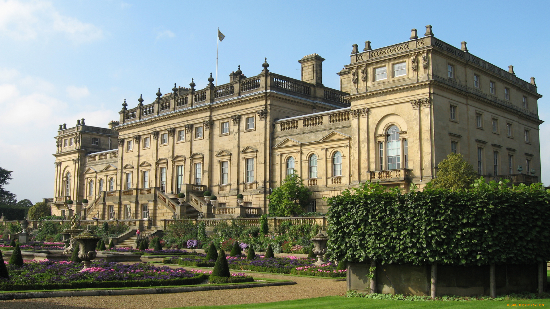 harewood, house, города, -, дворцы, , замки, , крепости, дворец, аллеи, клумбы, парк