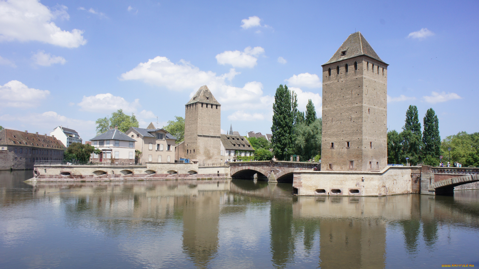 strasbourg, , ponts, couverts, города, страсбург, , франция, река, мост, башни