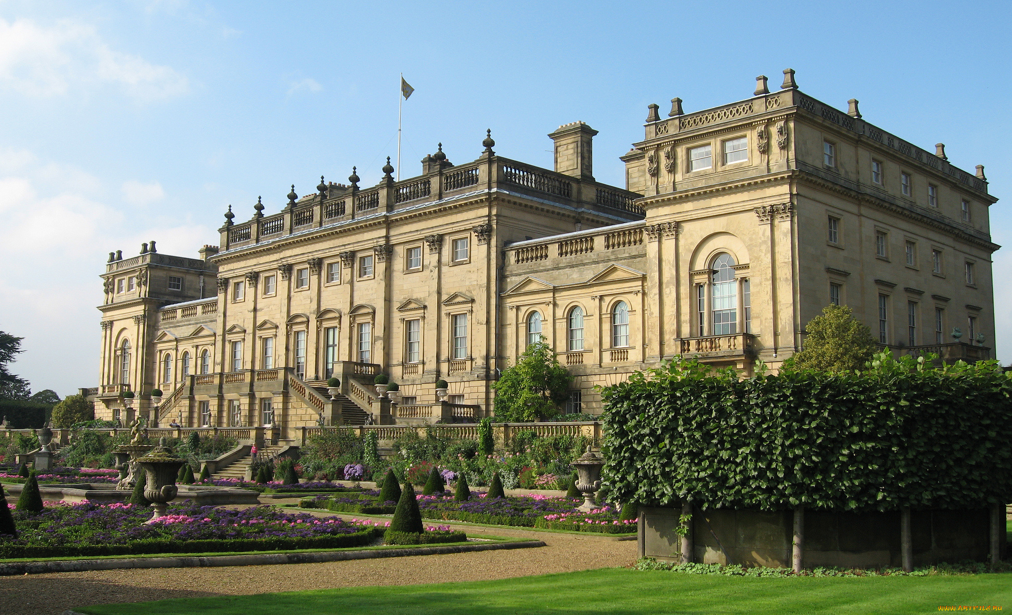 harewood, house, города, -, дворцы, , замки, , крепости, дворец, аллеи, клумбы, парк