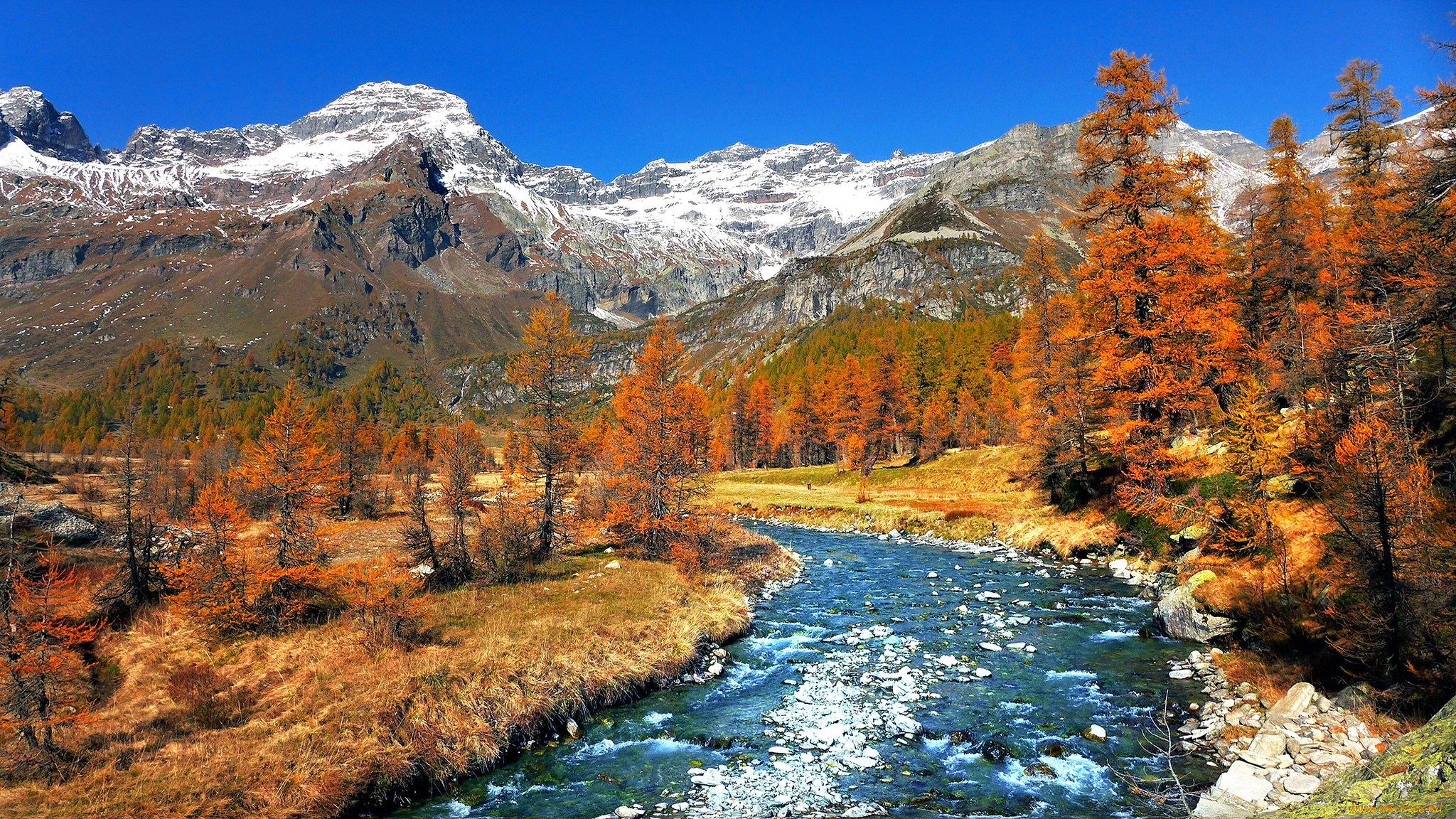 природа, реки, озера, траскуэра, пьмонт, италия, горы, снег, река, деревья, осень