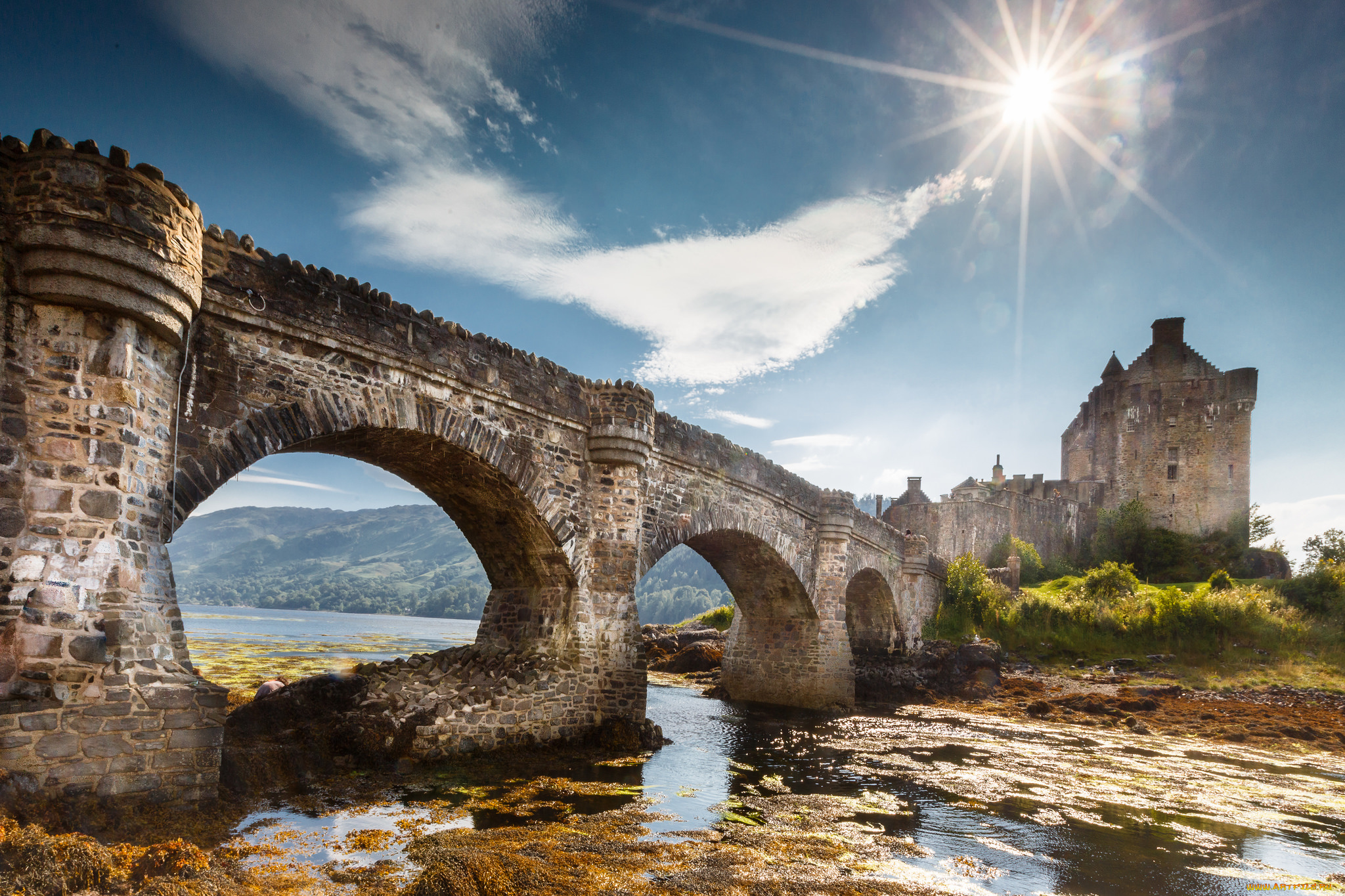 eilean, donan, castle, города, замок, эйлен-донан, , шотландия, замок, мост