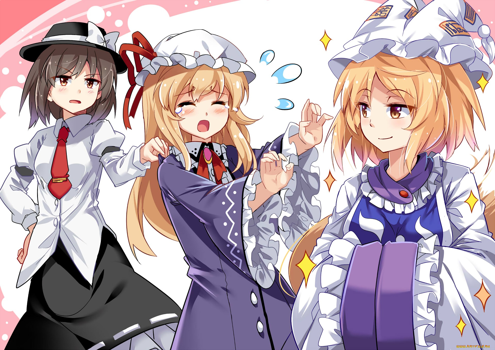 аниме, touhou, фон, взгляд, девушки