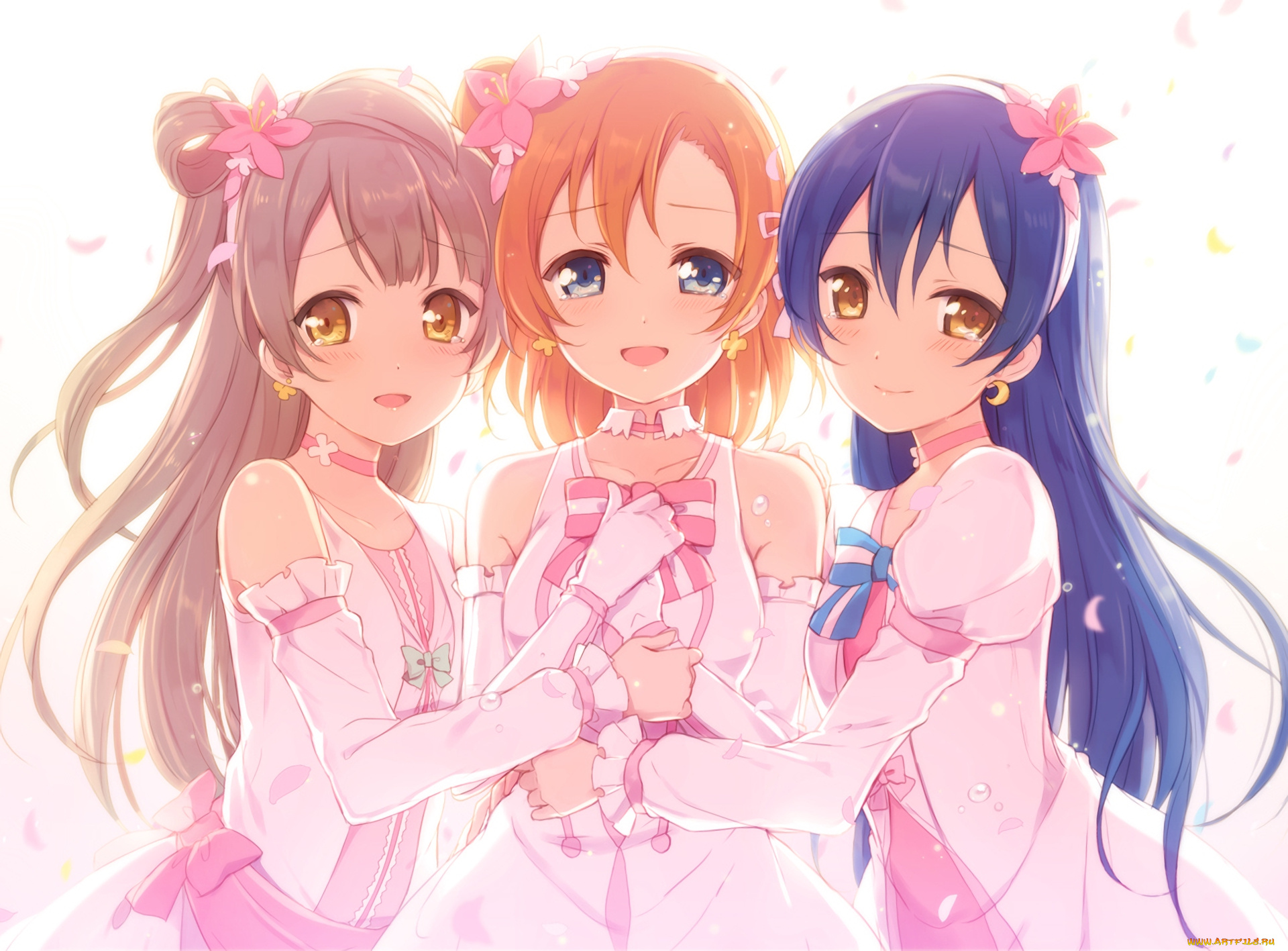 аниме, love, live, , school, idol, project, взгляд, девушки, фон