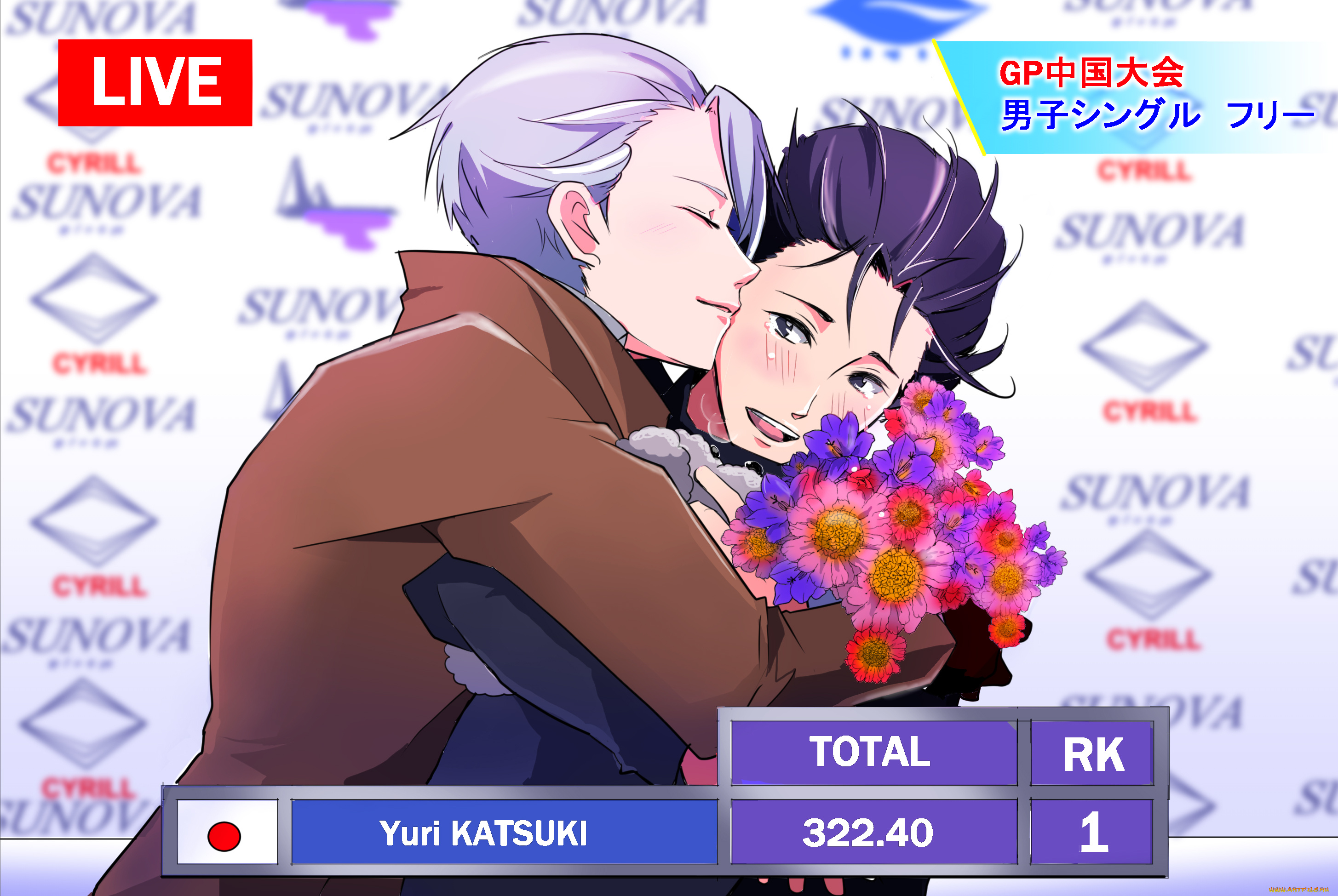 аниме, yuri, on, ice, katsuki, yuuri, victor, nikiforov