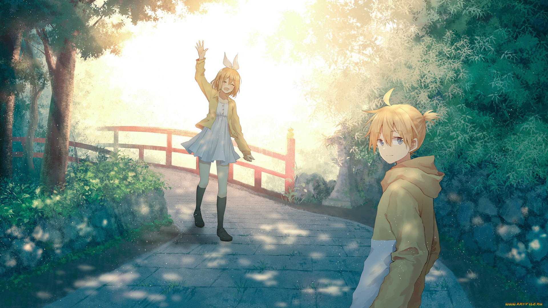 аниме, vocaloid, kagamine, rin, len