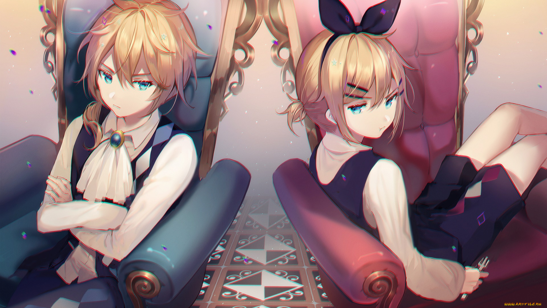 аниме, vocaloid, kagamine, rin, len