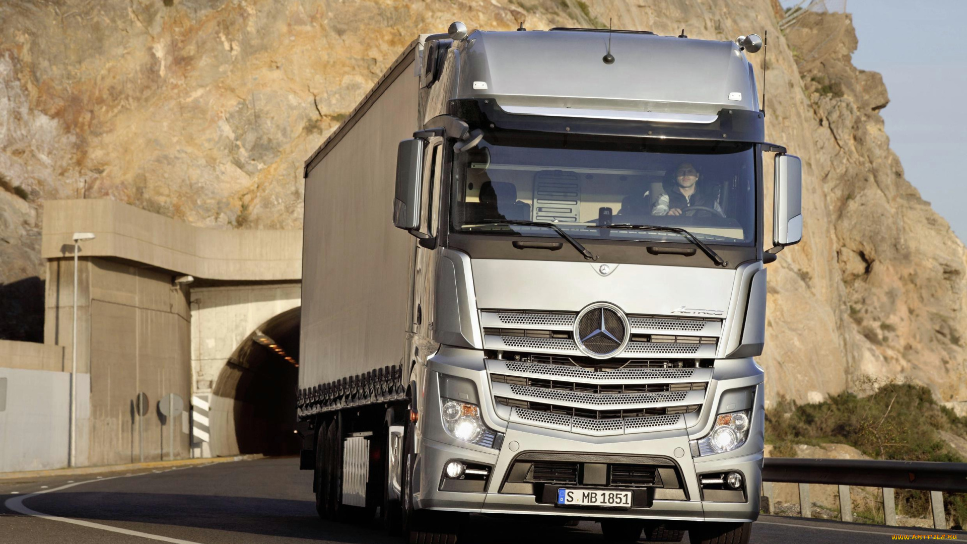 автомобили, mercedes, trucks, тент, economical-3, most, mercedes-benz-actros, фура, грузовик, дорога, новый, тягач, горы, тунель