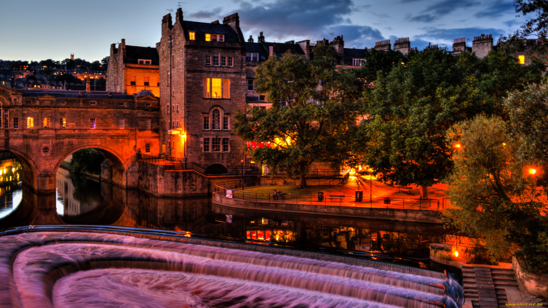 pulteney, bridge, in, bath, england, города, улицы, площади, набережные, мост